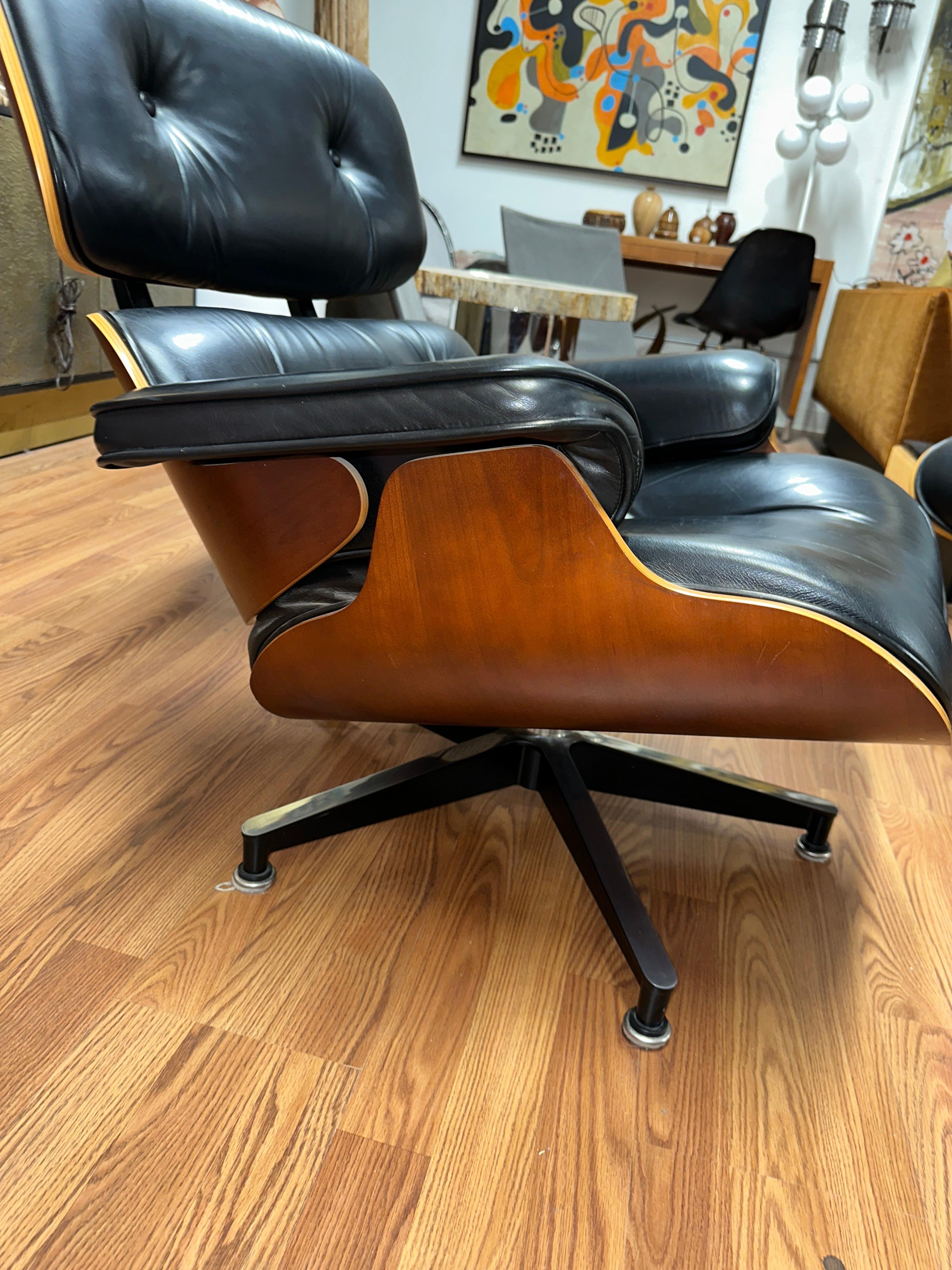 American Herman Miller Eames Chair and Ottoman in Cherry Wood