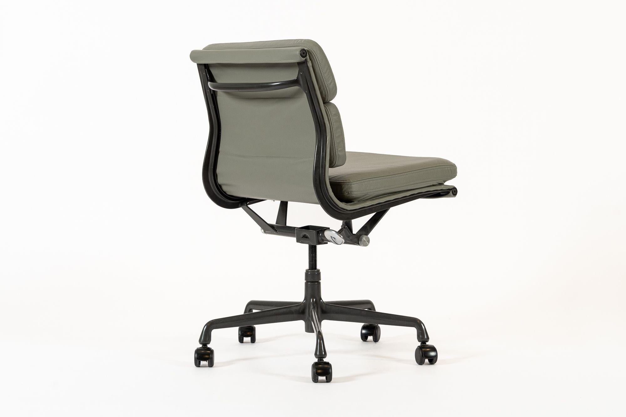 American Herman Miller Eames Gray Leather Desk Chair Soft Pad 2000s