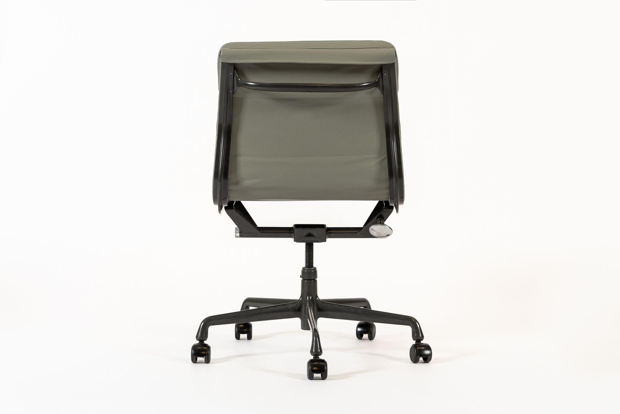 Contemporary Herman Miller Eames Gray Leather Desk Chair Soft Pad 2000s