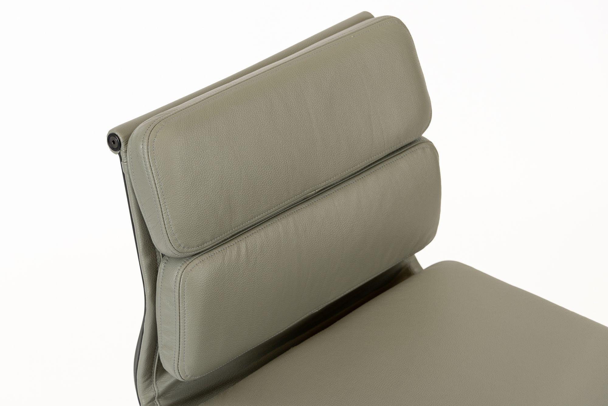 Herman Miller Eames Gray Leather Desk Chair Soft Pad 2000s 1