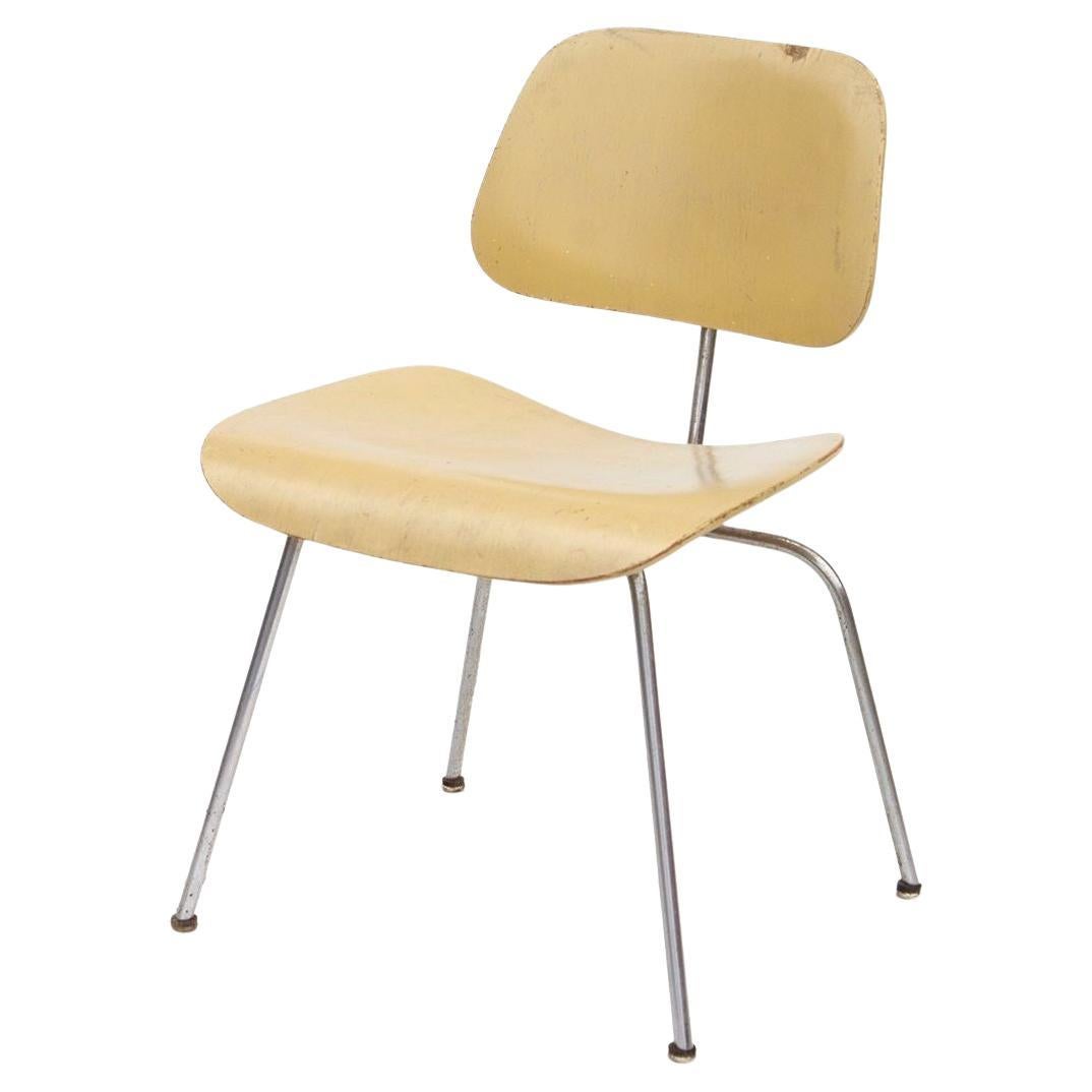 Herman Miller Eames DCM Chair in Butter Yellow - Red Aniline Dye Finish