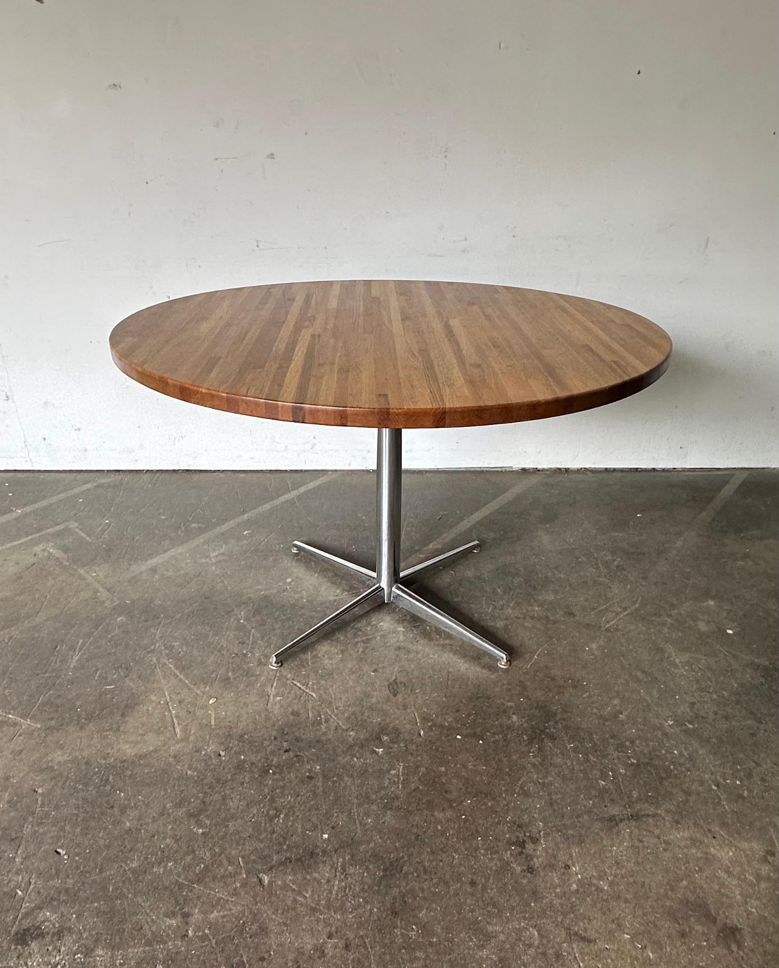 Herman Miller Eames DCM Dining Chair Set with 48” Round Butcher Block Table For Sale 12