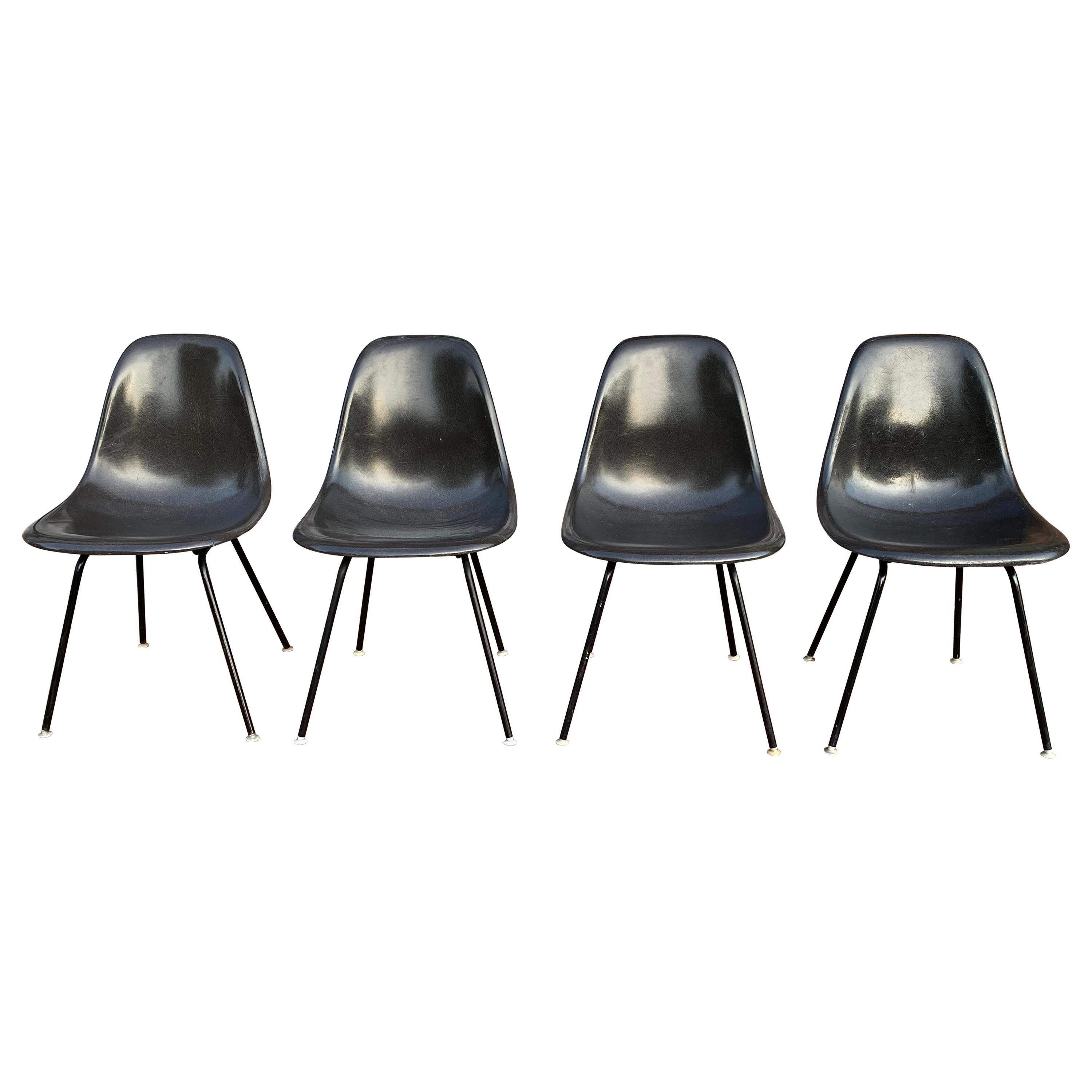 Herman Miller Eames Dining Chair Set in Black on Black
