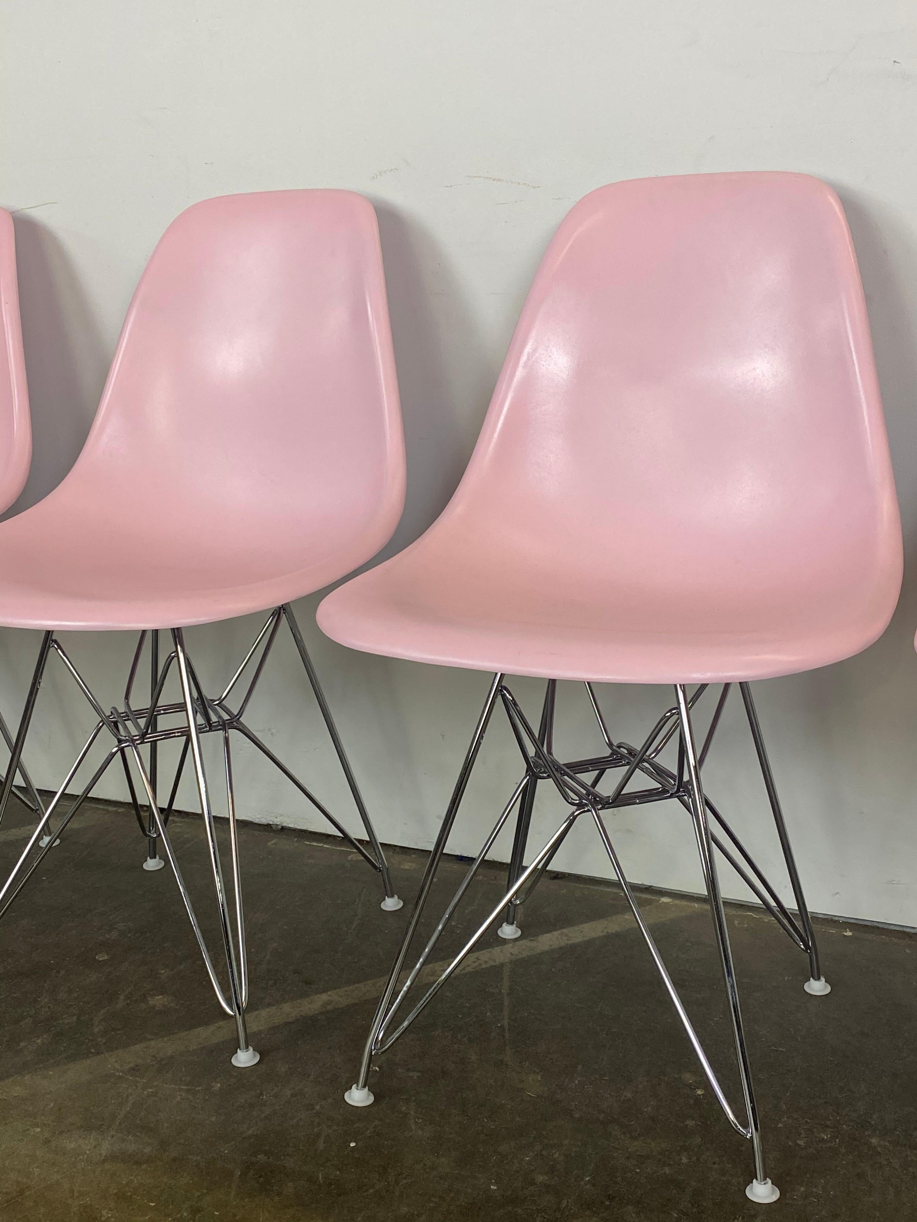 Mid-Century Modern Herman Miller Eames Dining Chairs in Pink