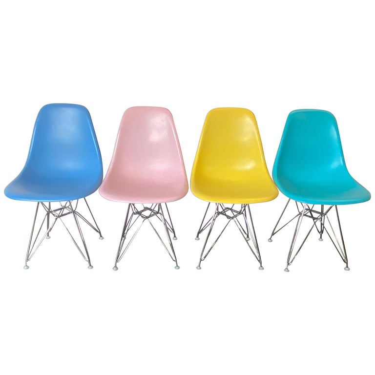Herman Miller Eames Dining Chairs Set in Pastels For Sale at 1stDibs |  herman miller dining chairs, pastel dining chairs, pastel chairs