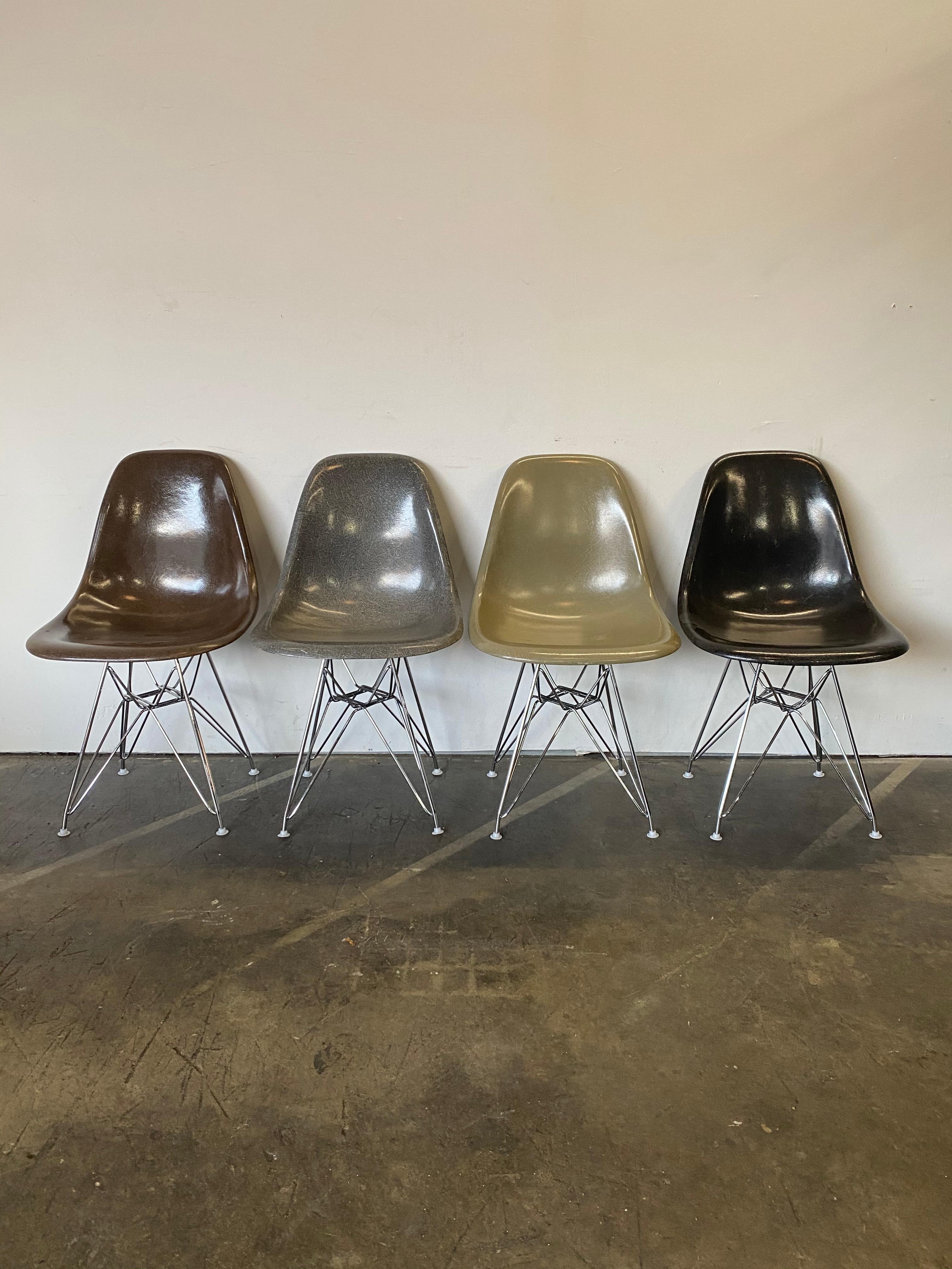 Mid-Century Modern Herman Miller Eames DSR Dining Chairs in Earth Tones