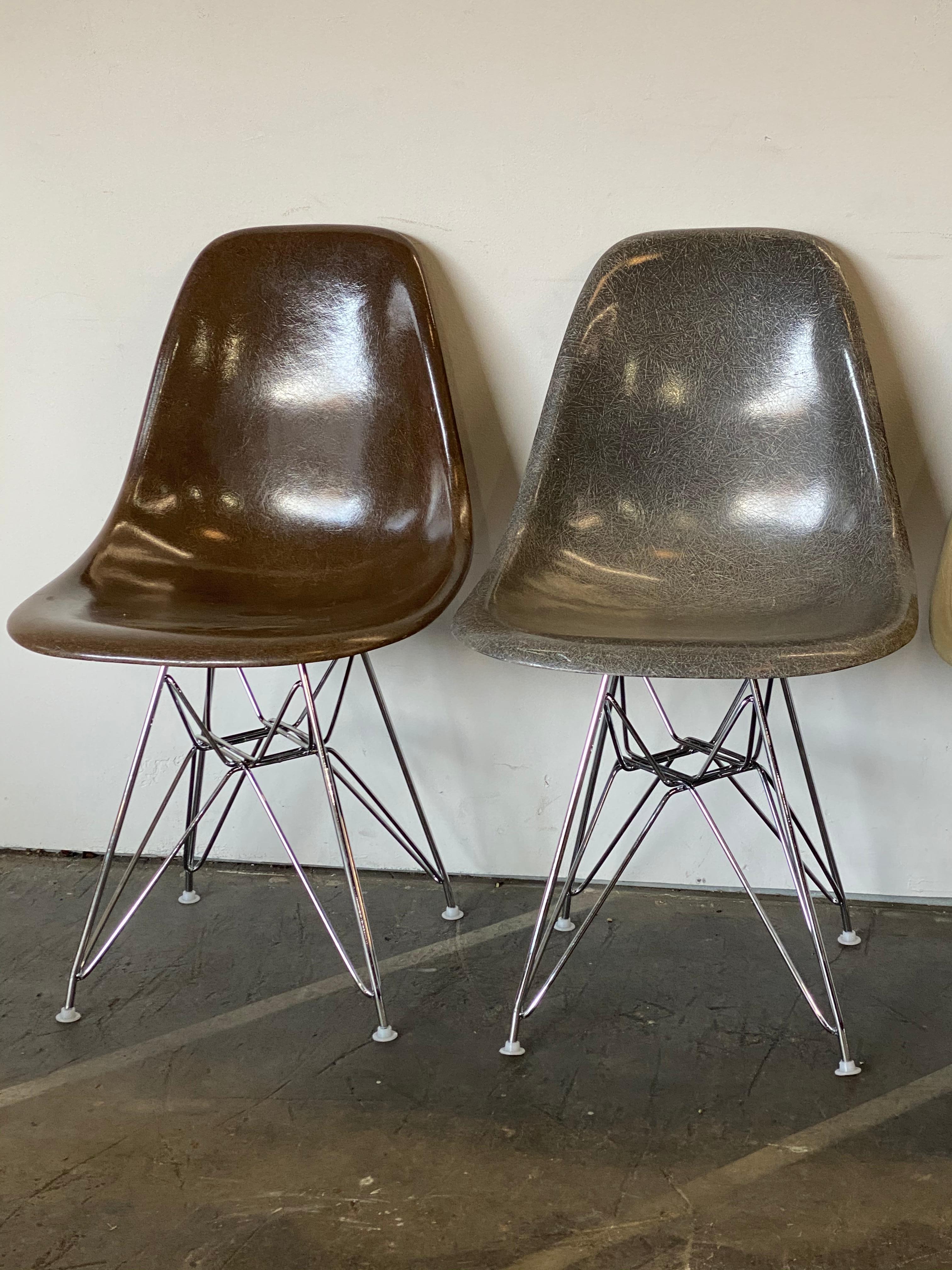 Fiberglass Herman Miller Eames DSR Dining Chairs in Earth Tones