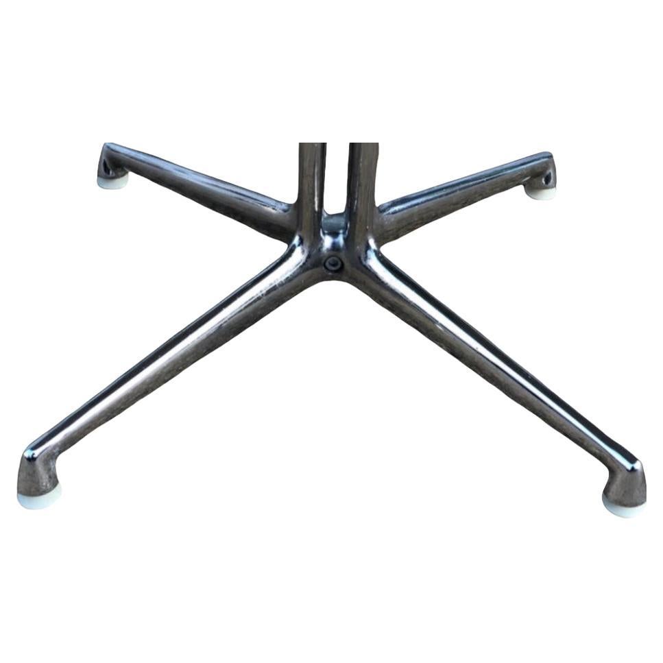 Beautiful and iconic Herman Miller Eames La Fonda Coffee table chrome base with new custom marble top. All foot glides present for use on multiple services. Brand new custom White Carrara marble circular top cut to original diameter. Features