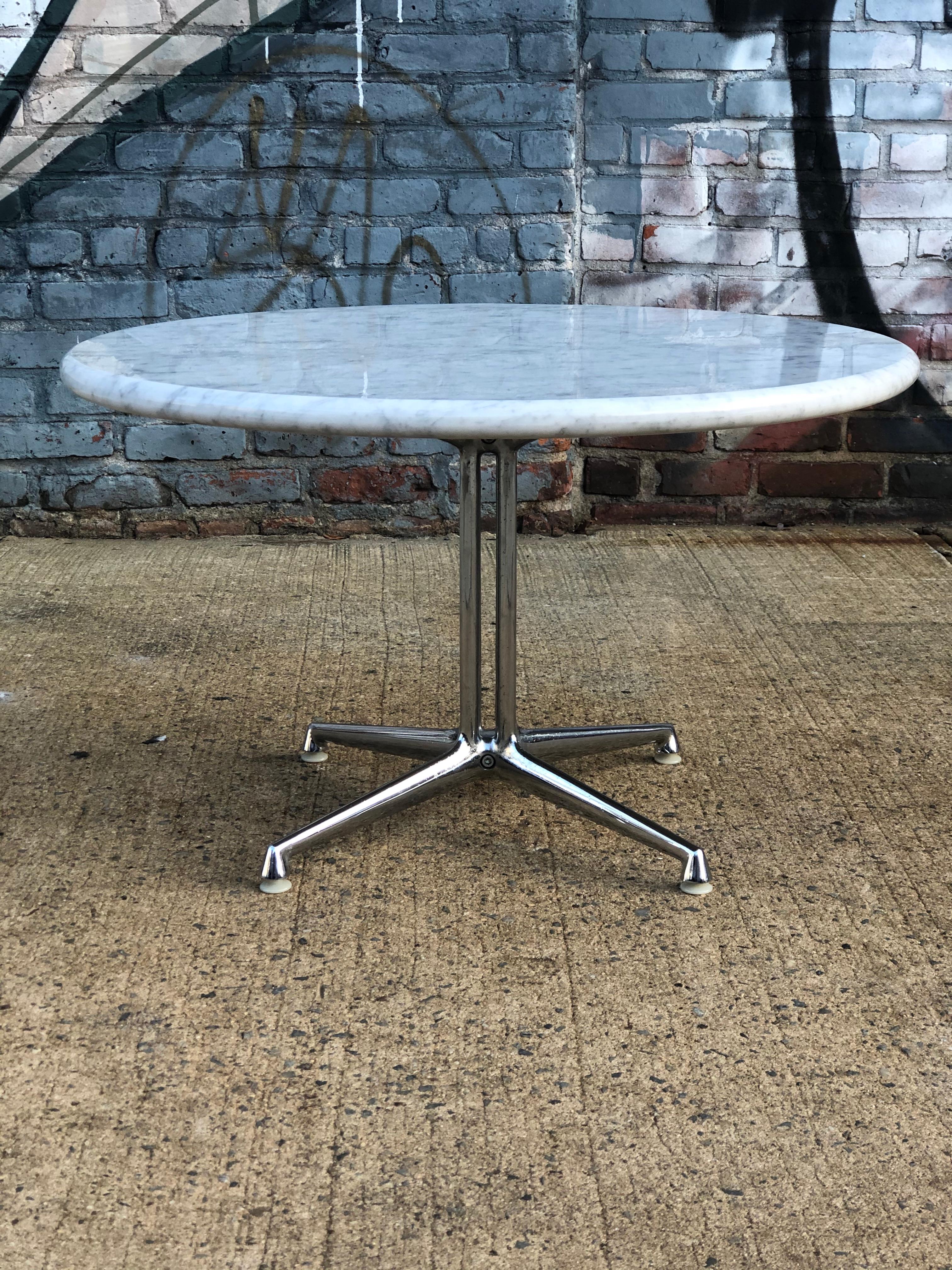 Chrome Herman Miller Eames La Fonda Coffee Table in Carrara Marble