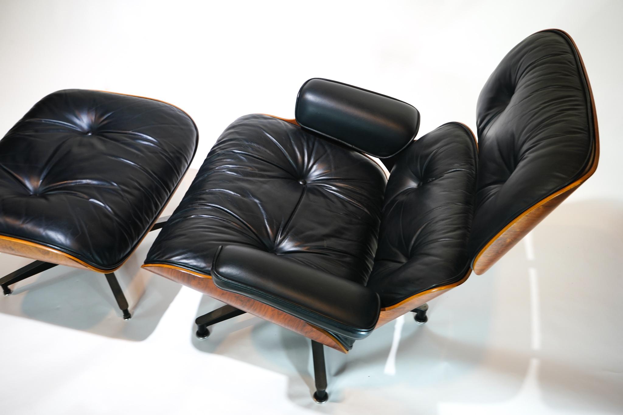 Mid-Century Modern Herman Miller Eames Lounge Chair and Ottoman, 1975