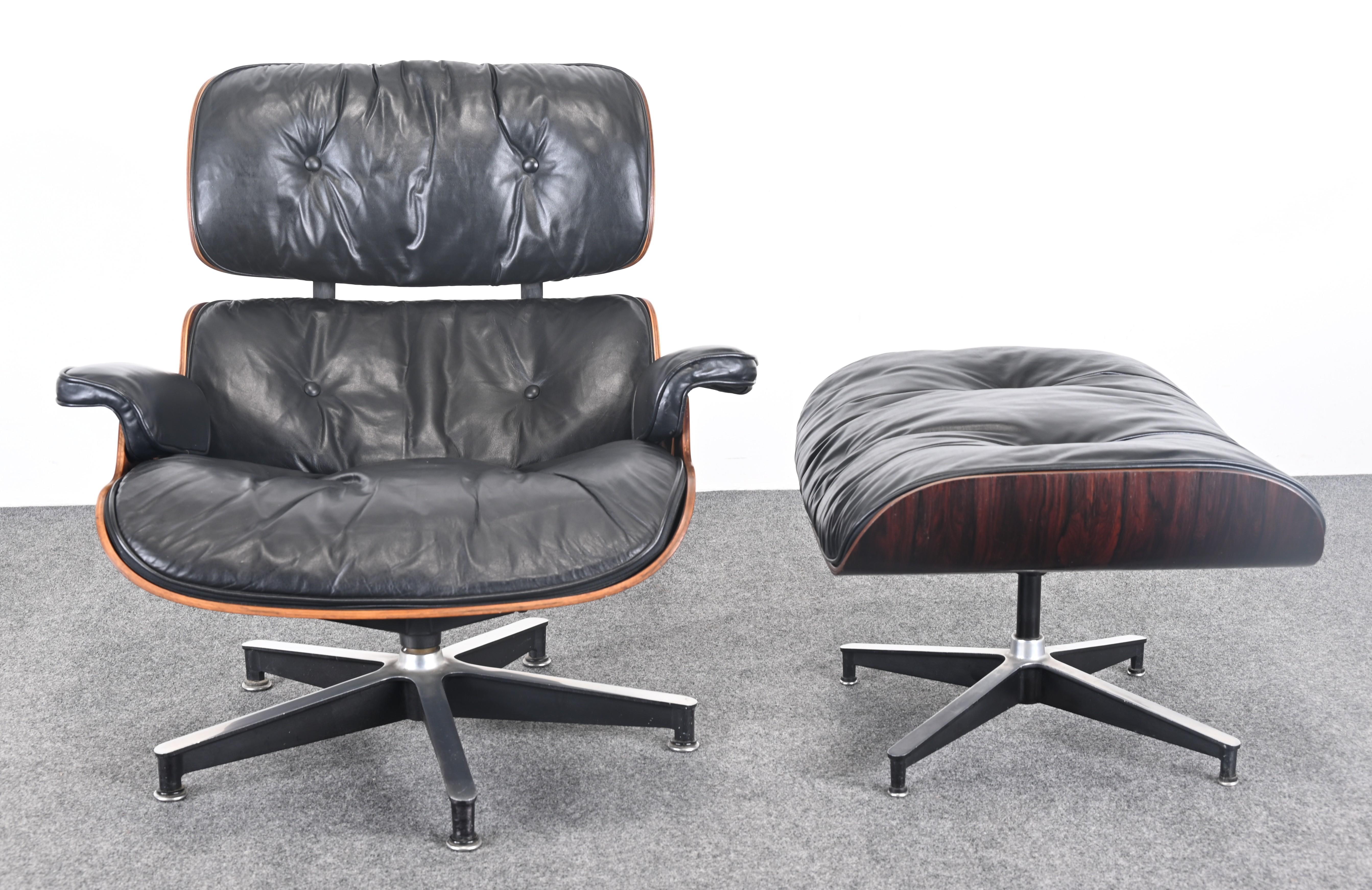 Herman Miller Eames Loungesessel und Ottomane 670/671, 2. Generation, 1963 im Zustand „Gut“ im Angebot in Hamburg, PA