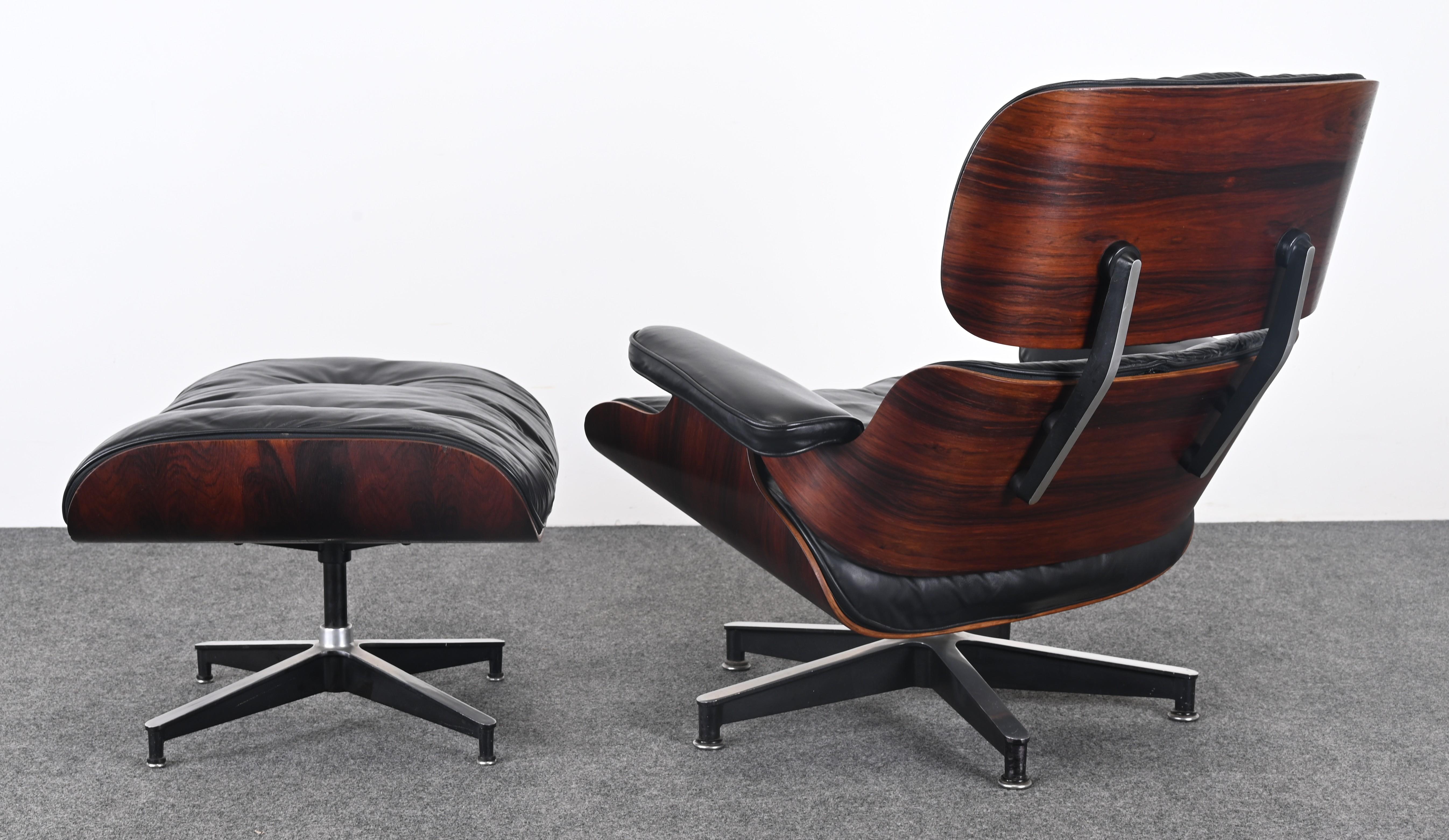 Herman Miller Eames Loungesessel und Ottomane 670/671, 2. Generation, 1963 (Metall) im Angebot