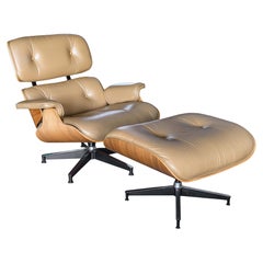 Herman Miller Eames Lounge Chair and Ottoman Beige 50th Anniversary Edition