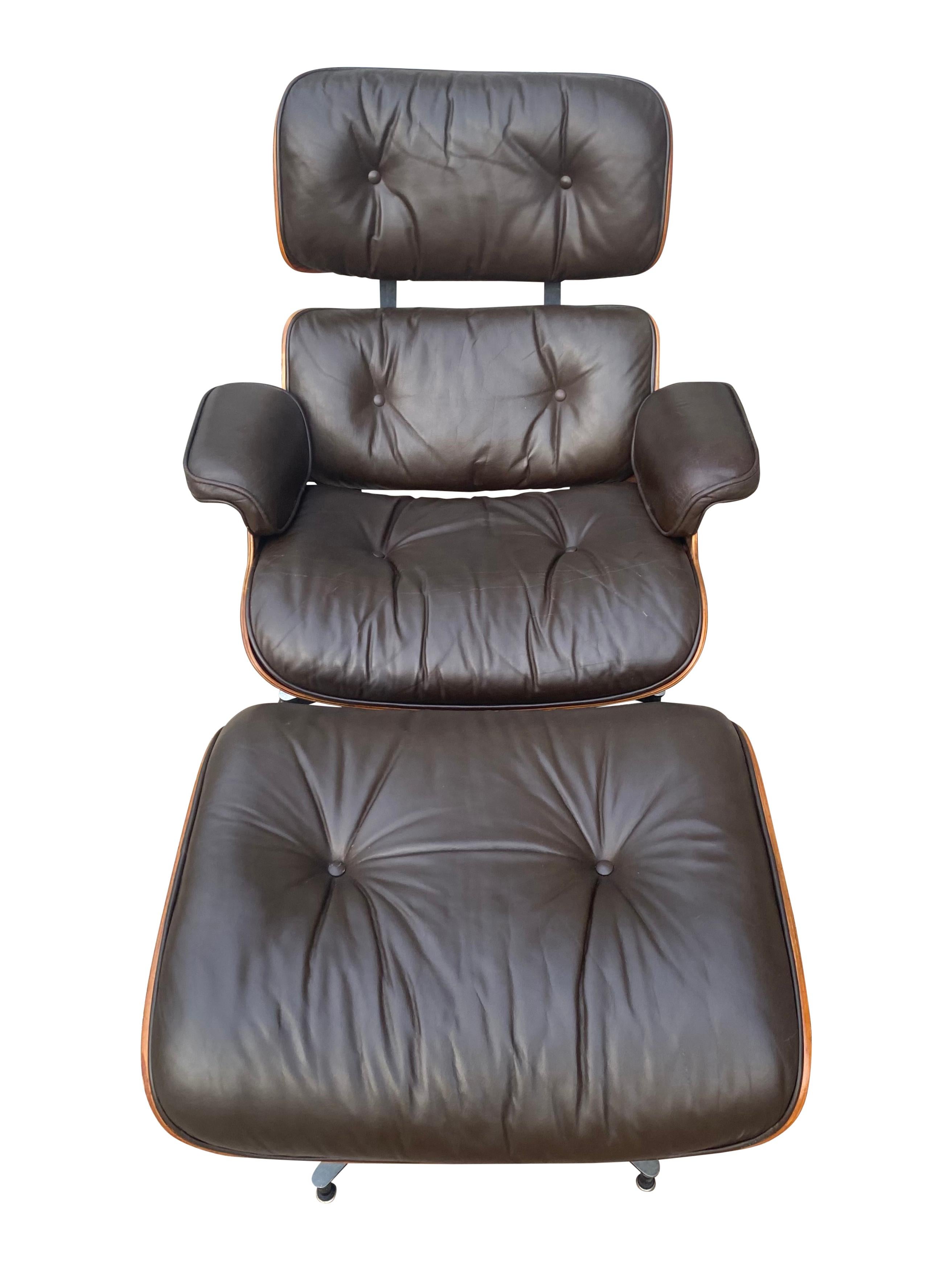 Herman Miller Eames Lounge Chair and Ottoman with Brown Leather 9