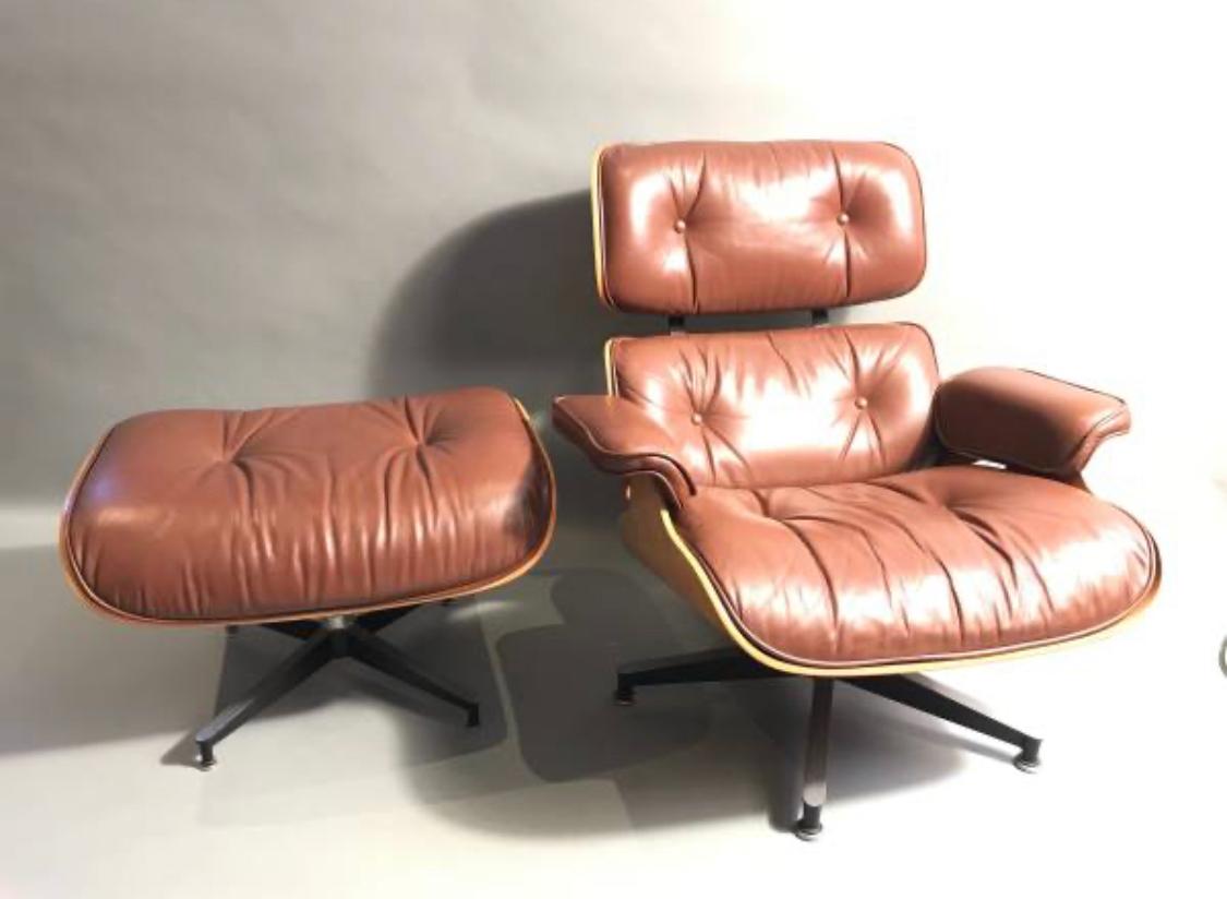 eames brown leather chair