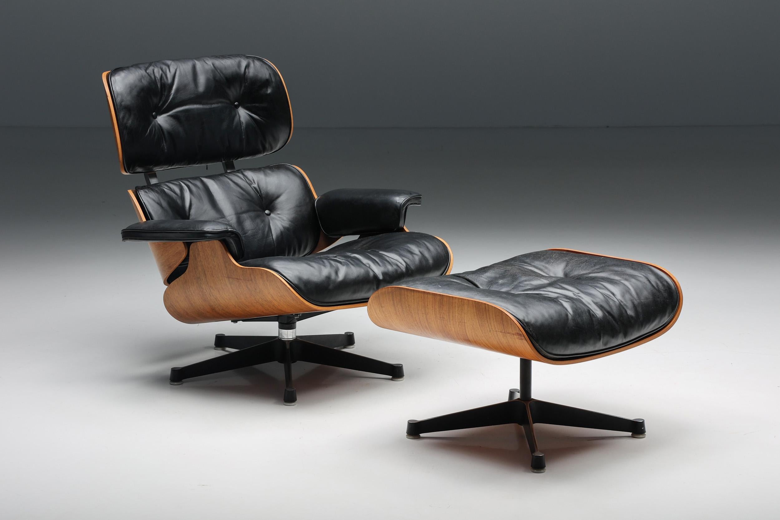 Eames; Herman Miller; Charles & Ray Eames; Mid-Century Modern, Lounge Chair; Ottoman; Iconic Design; Historical Furniture; Collector's Item; Design Classic; Herman Miller Collection; 1957; Models 670 & 671;

Eames lounge chair & ottoman, models