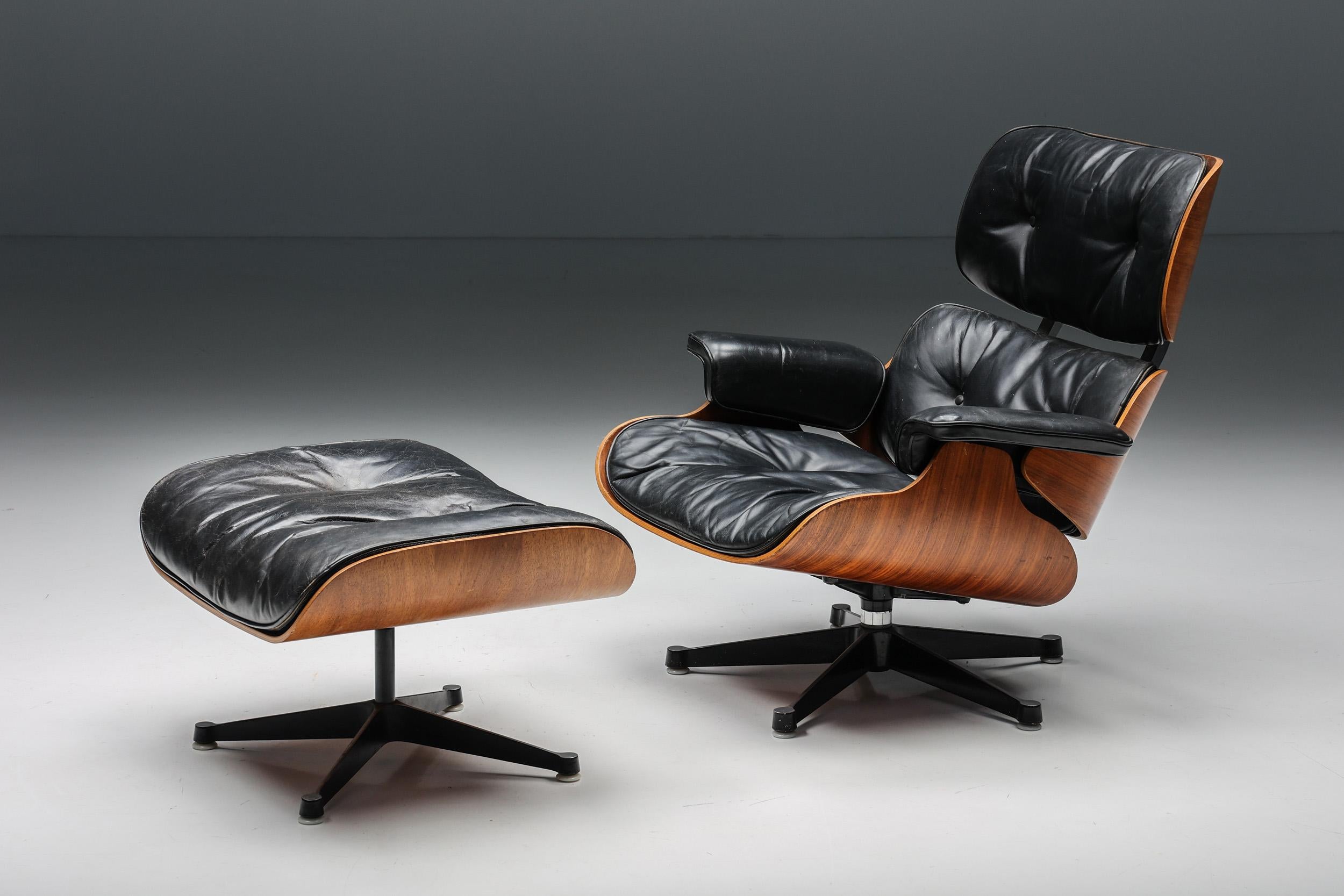 Eames; Herman Miller; Charles & Ray Eames; Mid-Century Modern, Lounge Chair; Ottoman; Iconic Design; Historical Furniture; Collector's Item; Design Classic; Herman Miller Collection; 1957; Models 670 & 671;

Eames lounge chair & ottoman, models 670