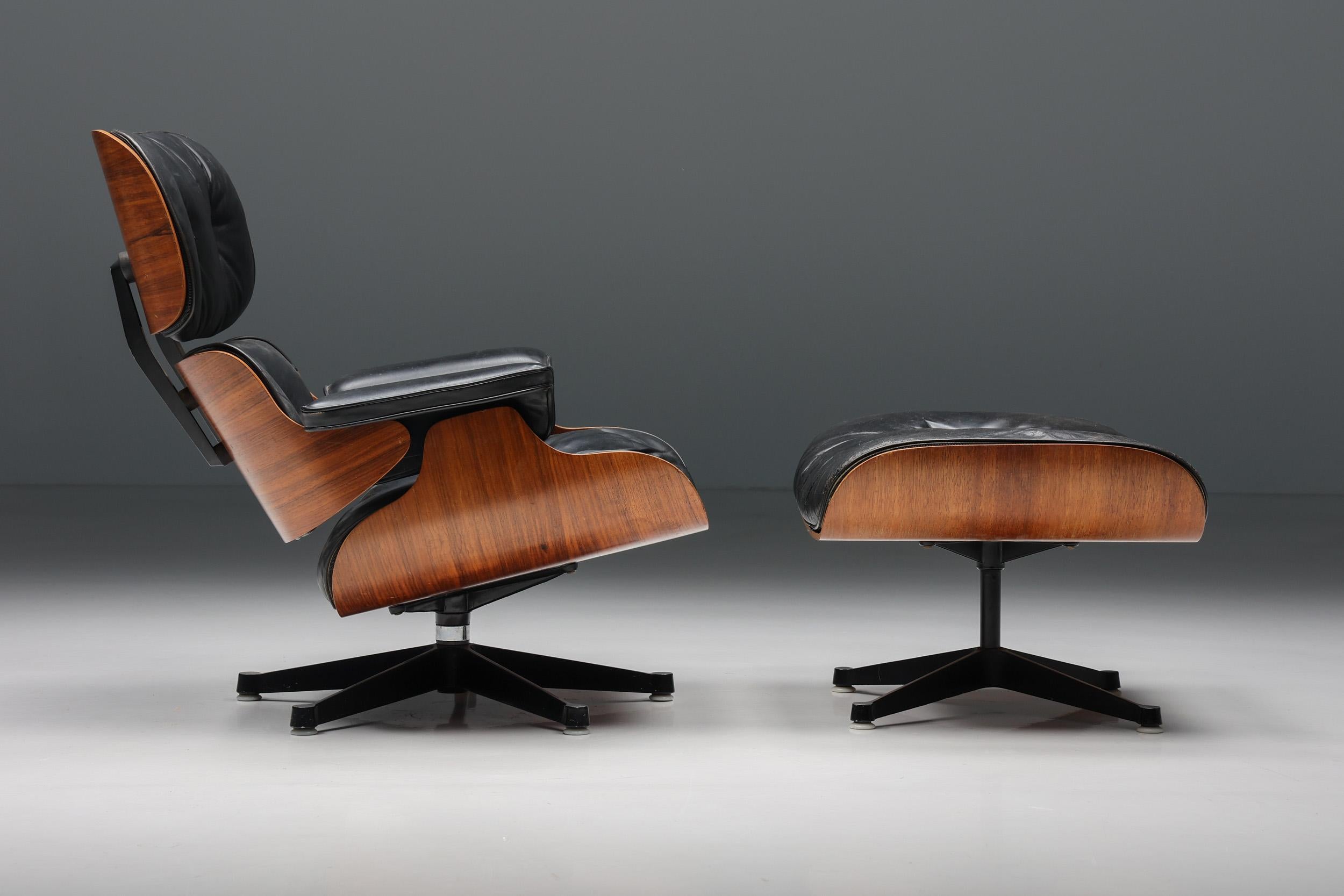 American Herman Miller Eames Lounge Chair & Ottoman, models 670 & 671, 1957