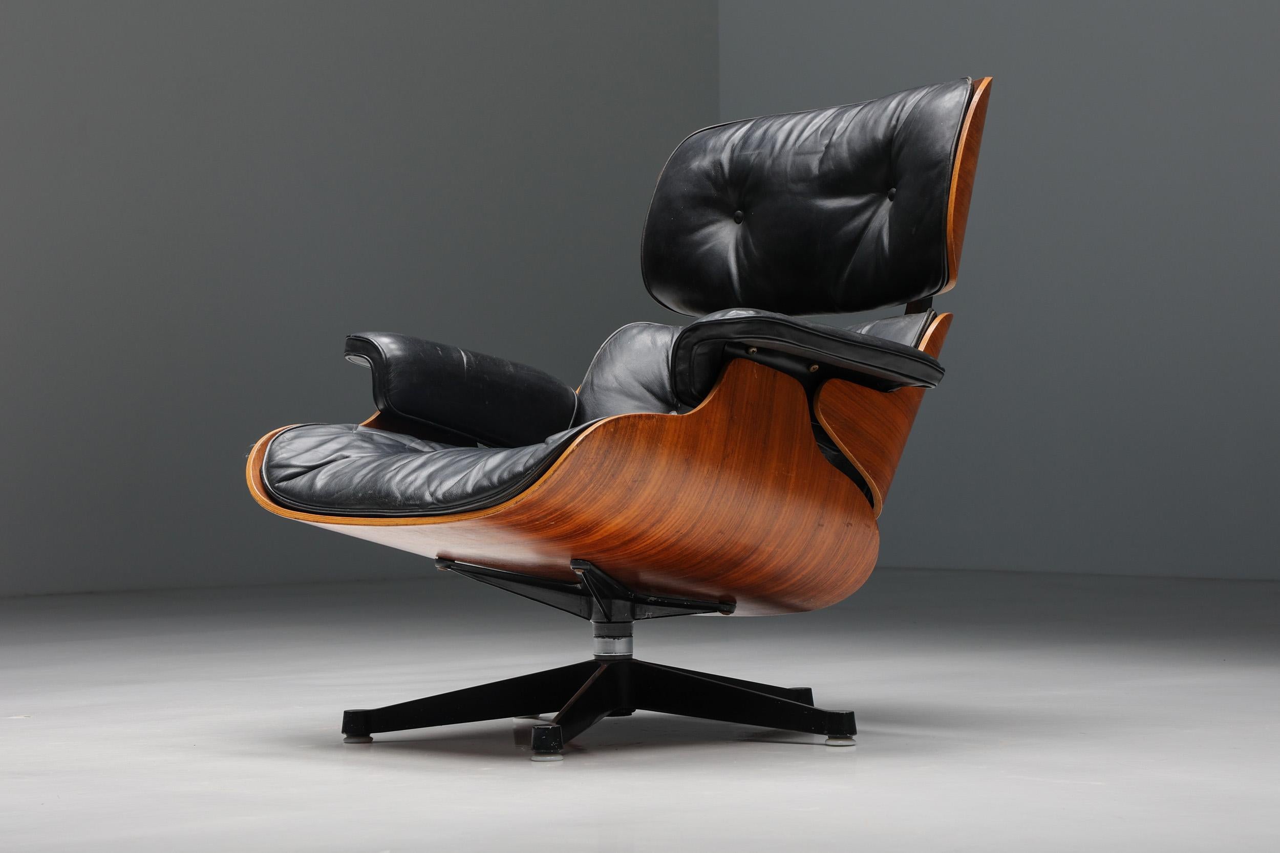 Leather Herman Miller Eames Lounge Chair & Ottoman, models 670 & 671, 1957