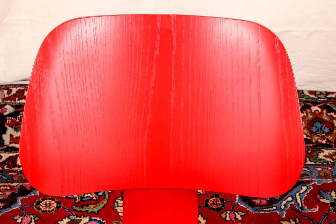 Contemporary Herman Miller Eames Modern Red Stained Wood Side Chair