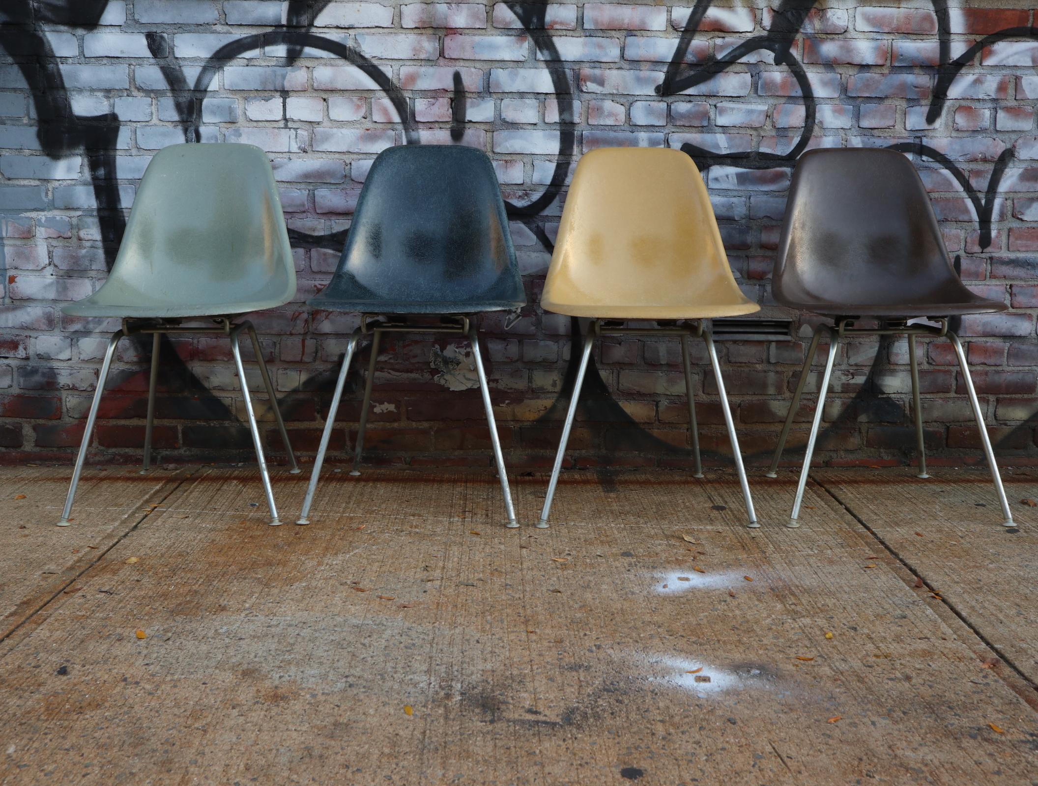 Mid-Century Modern Herman Miller Eames Multicolored Dining Chair Set