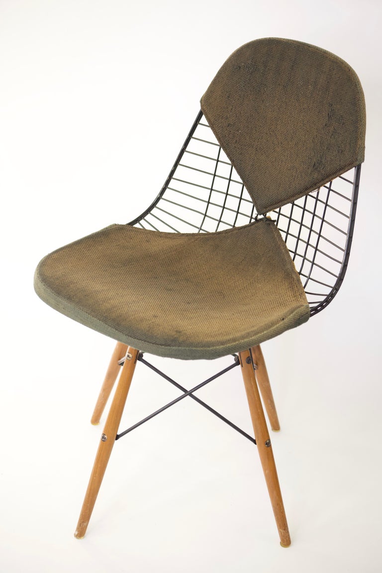 Herman Miller Eames PKW2 Wire Chair with Swivel Dowel Base at 1stDibs