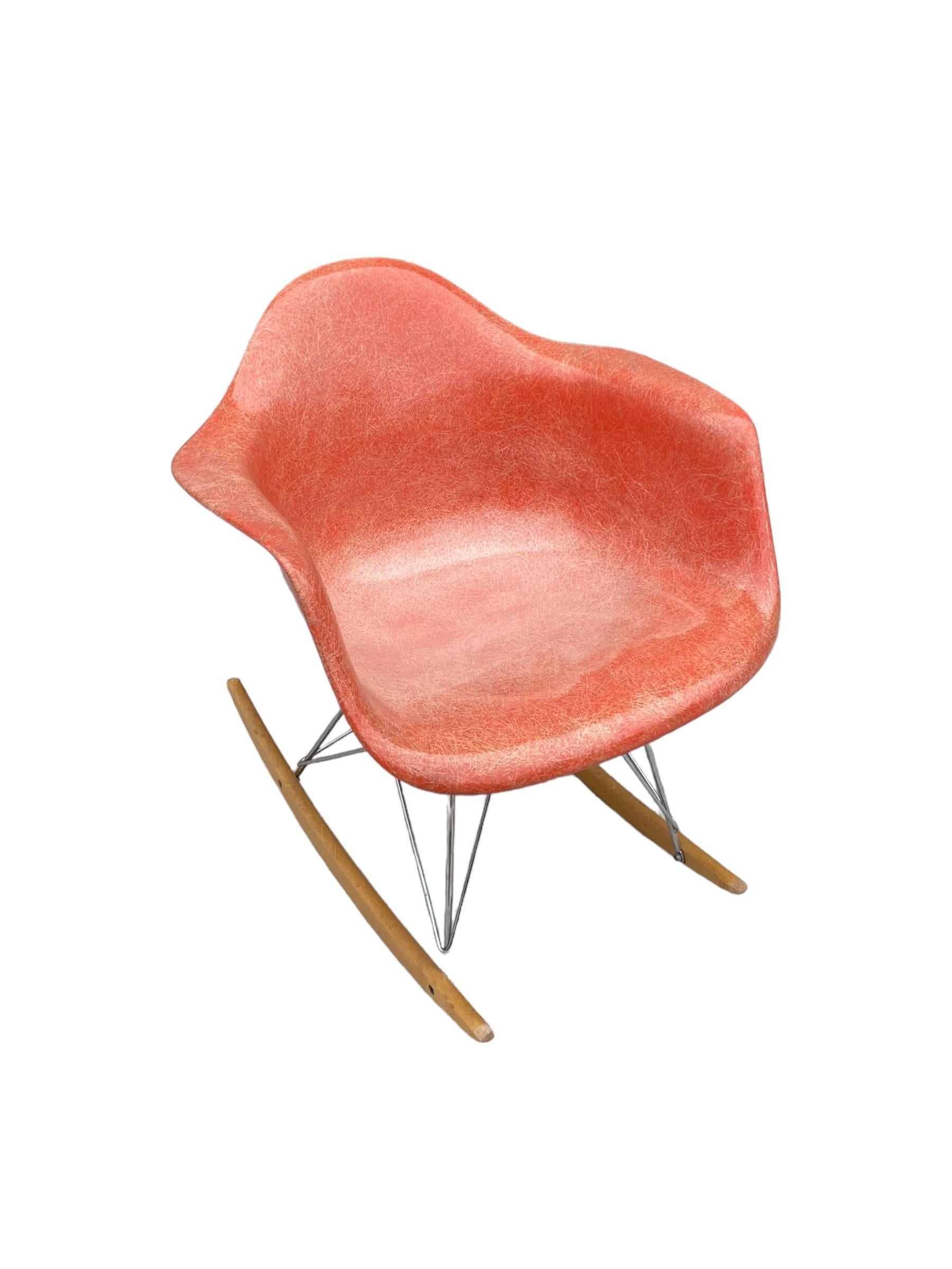 Steel Herman Miller Eames RAR Rocking Chair in Red Orange For Sale