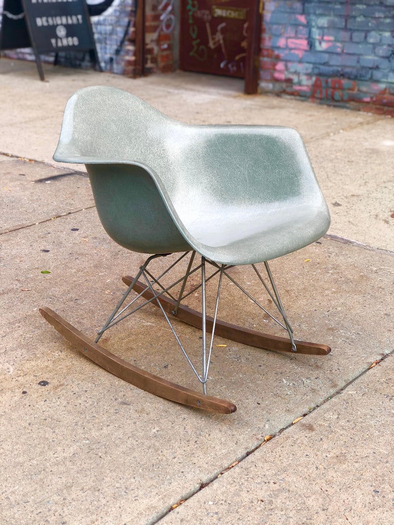 20th Century Herman Miller Eames RAR Rocking Chair in Seafoam Green For Sale