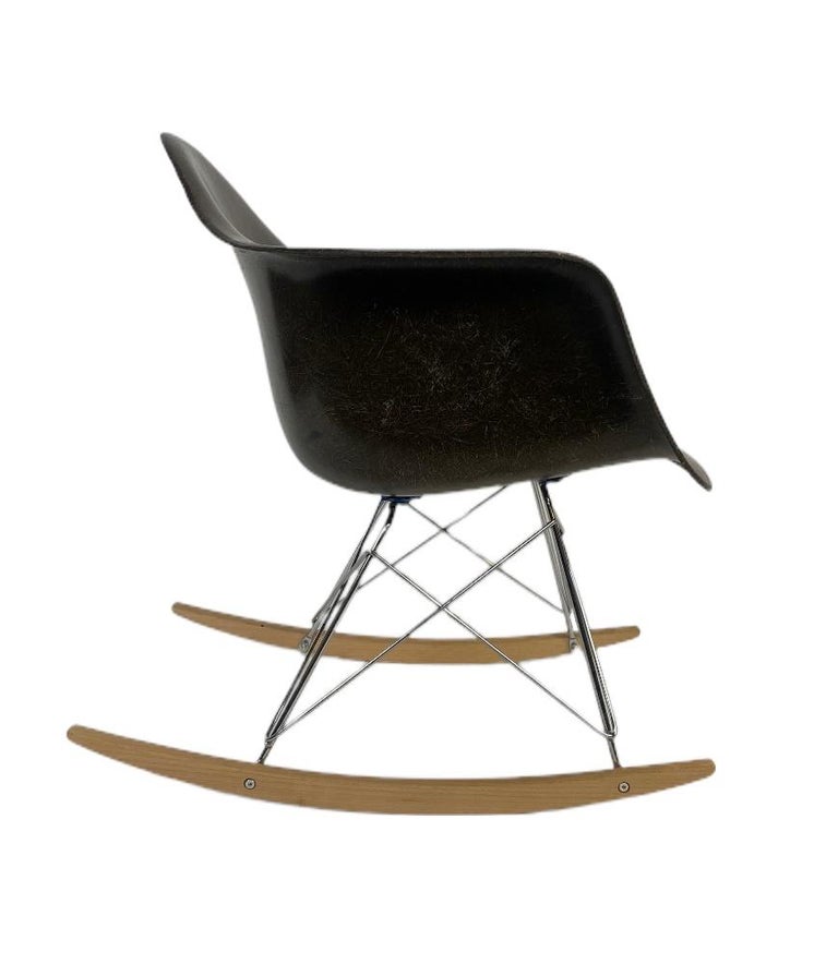 Fiberglass Herman Miller Eames RAR Rocking Chair in Seal Brown For Sale