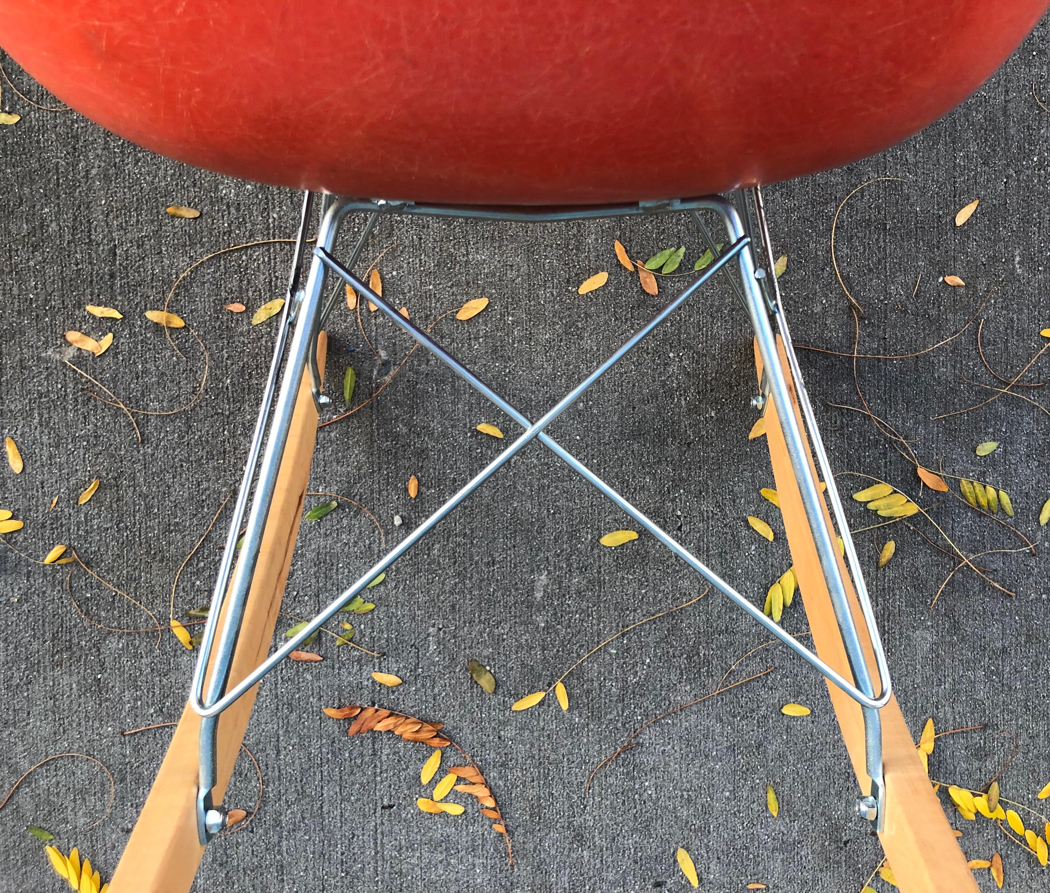 20th Century Herman Miller Eames Rocking Chair in Salmon