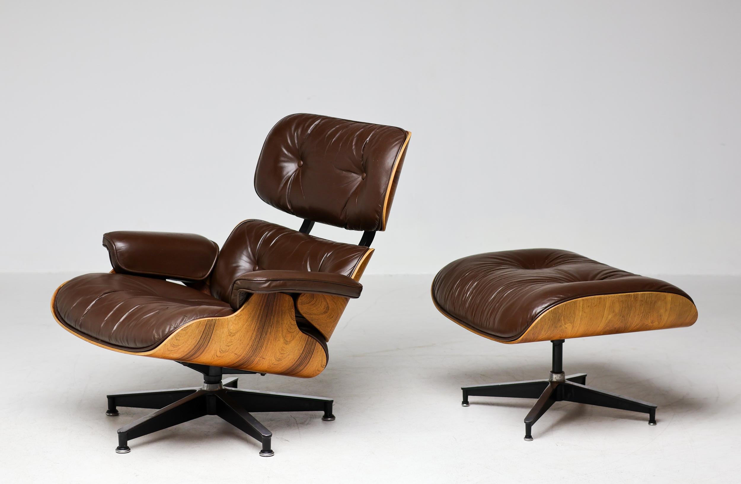 American Herman Miller Eames Rosewood 670/671 Lounge Chair and Ottoman, 1975