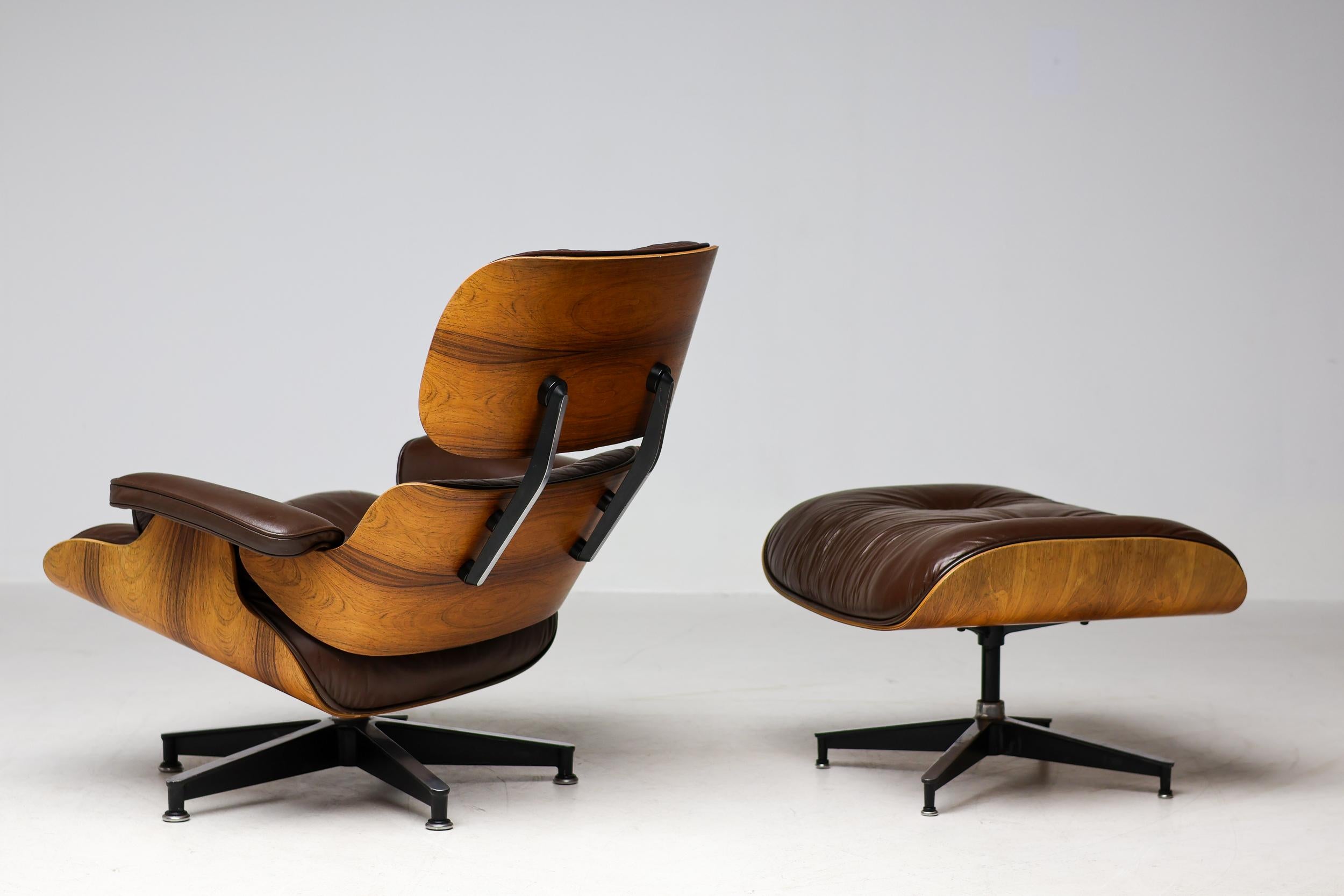 Herman Miller Eames Rosewood 670/671 Lounge Chair and Ottoman, 1975 In Good Condition In Dronten, NL