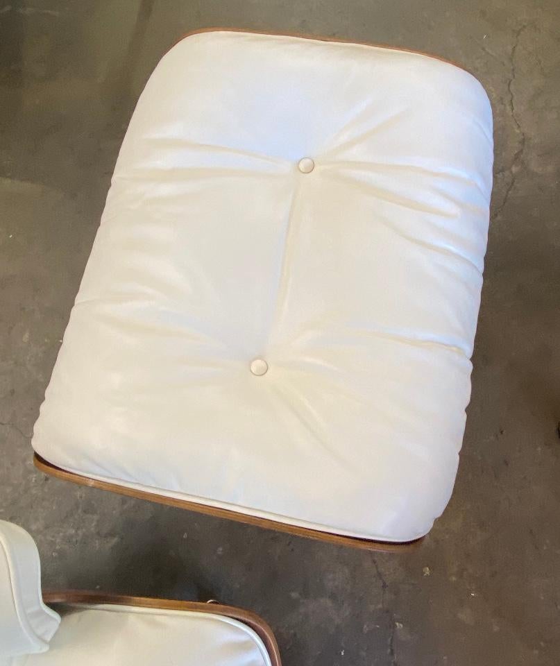 Herman Miller Eames Lounge Chair and Ottoman with Custom White Leather For Sale 5