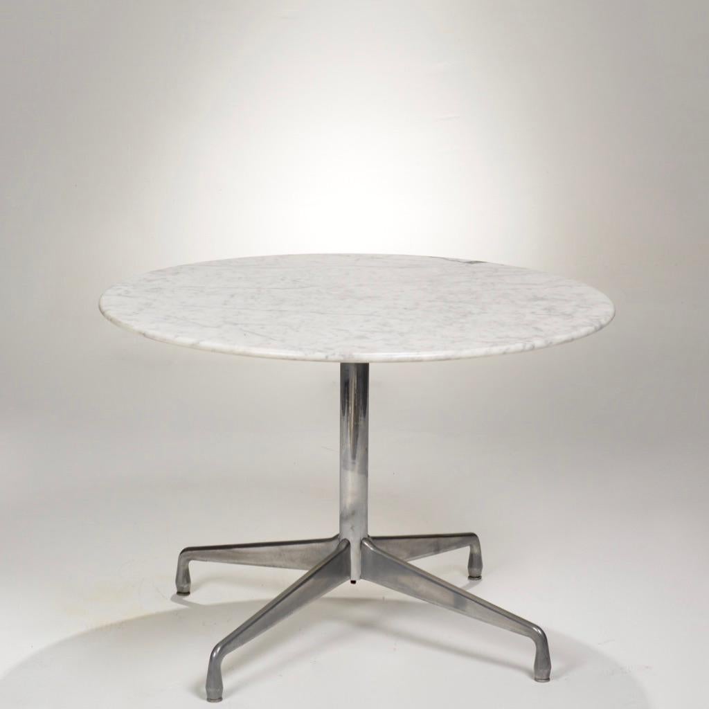 Polished Herman Miller Eames Round Carrara Marble-Top Dining Table