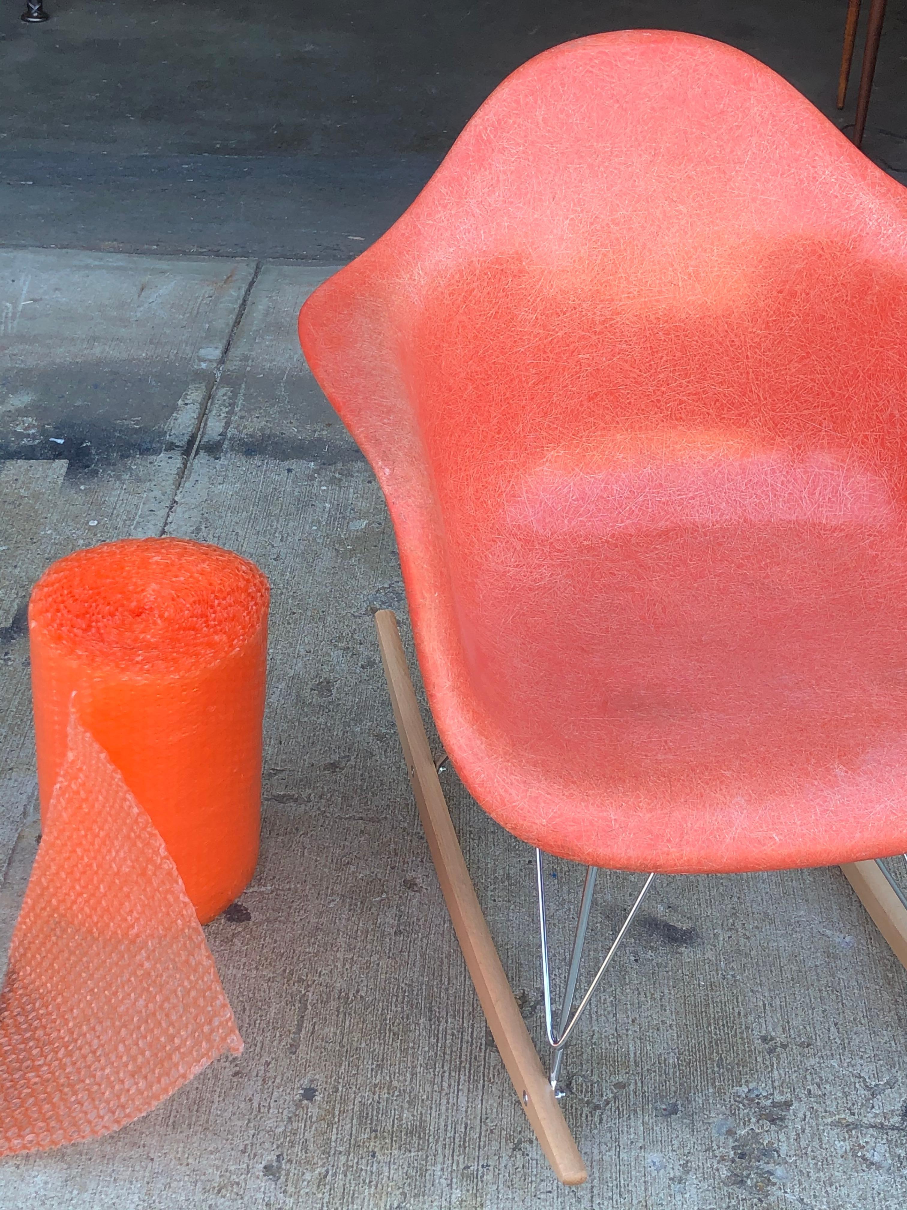 Herman Miller Eames Salmon Orange Fiberglass RAR Rocking Chair 4