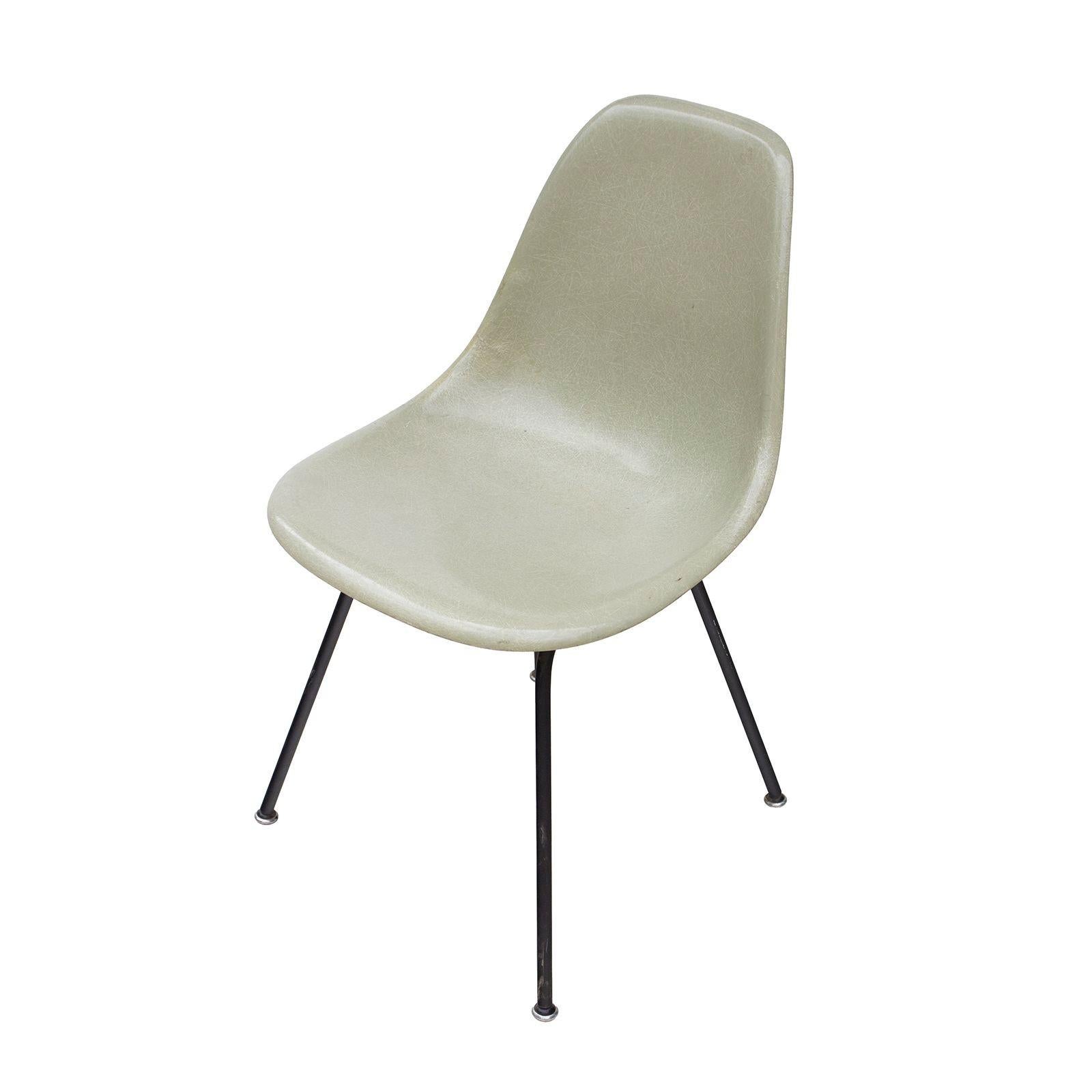Mid-20th Century Herman Miller Eames Side Shell Chair in Seafoam Light on Black H Base For Sale