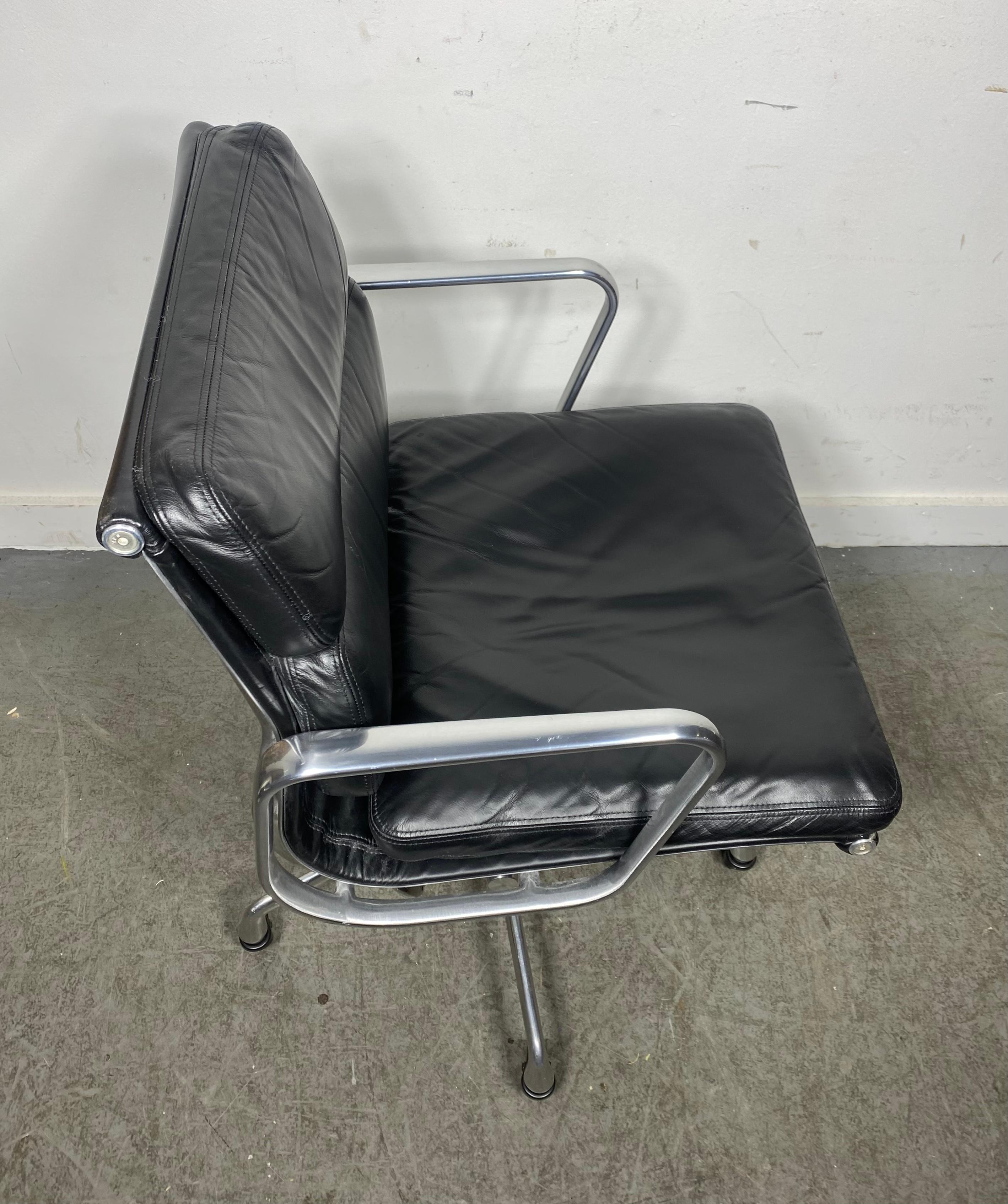 Herman Miller Eames Soft Pad Aluminum Black Leather Desk Chair 1