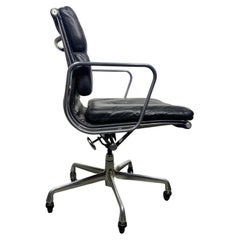 Herman Miller Eames Soft Pad Aluminum Black Leather Desk Chair