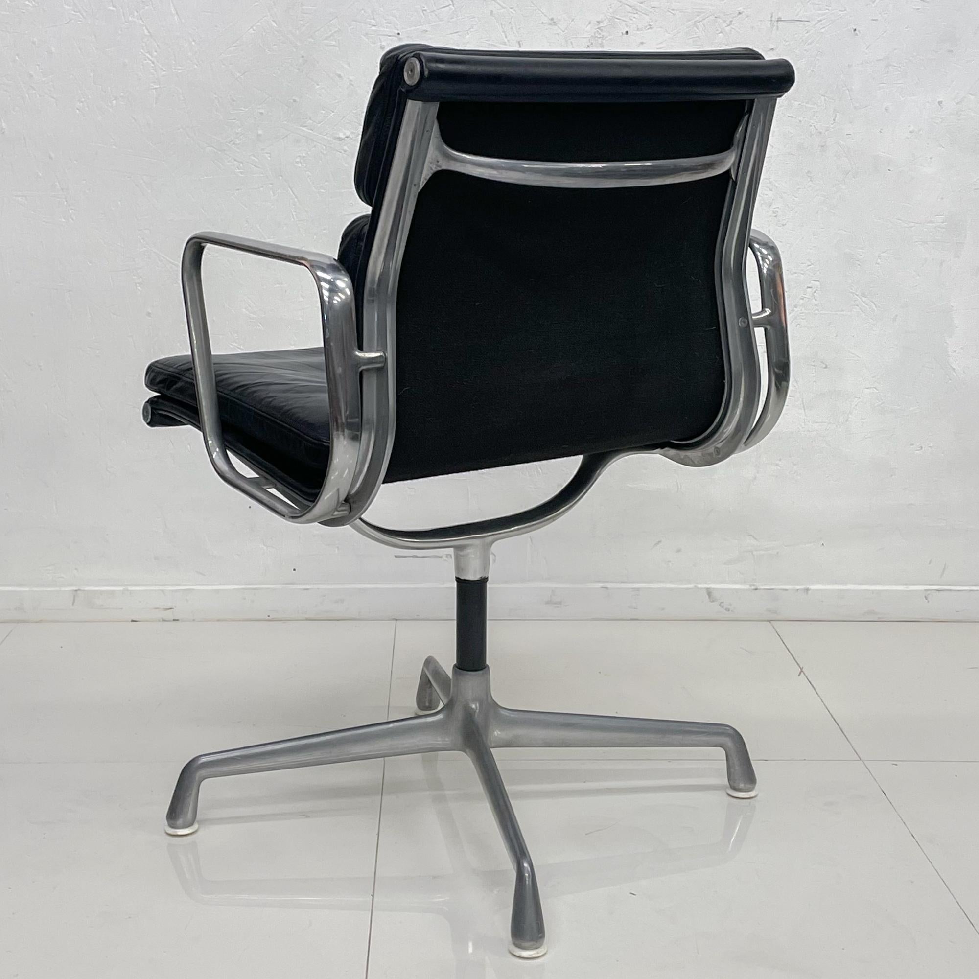 Aluminum  Herman Miller Eames Soft Pad Management Side Office Chair Black Leather, 1970s