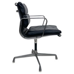 Used  Herman Miller Eames Soft Pad Management Side Office Chair Black Leather, 1970s