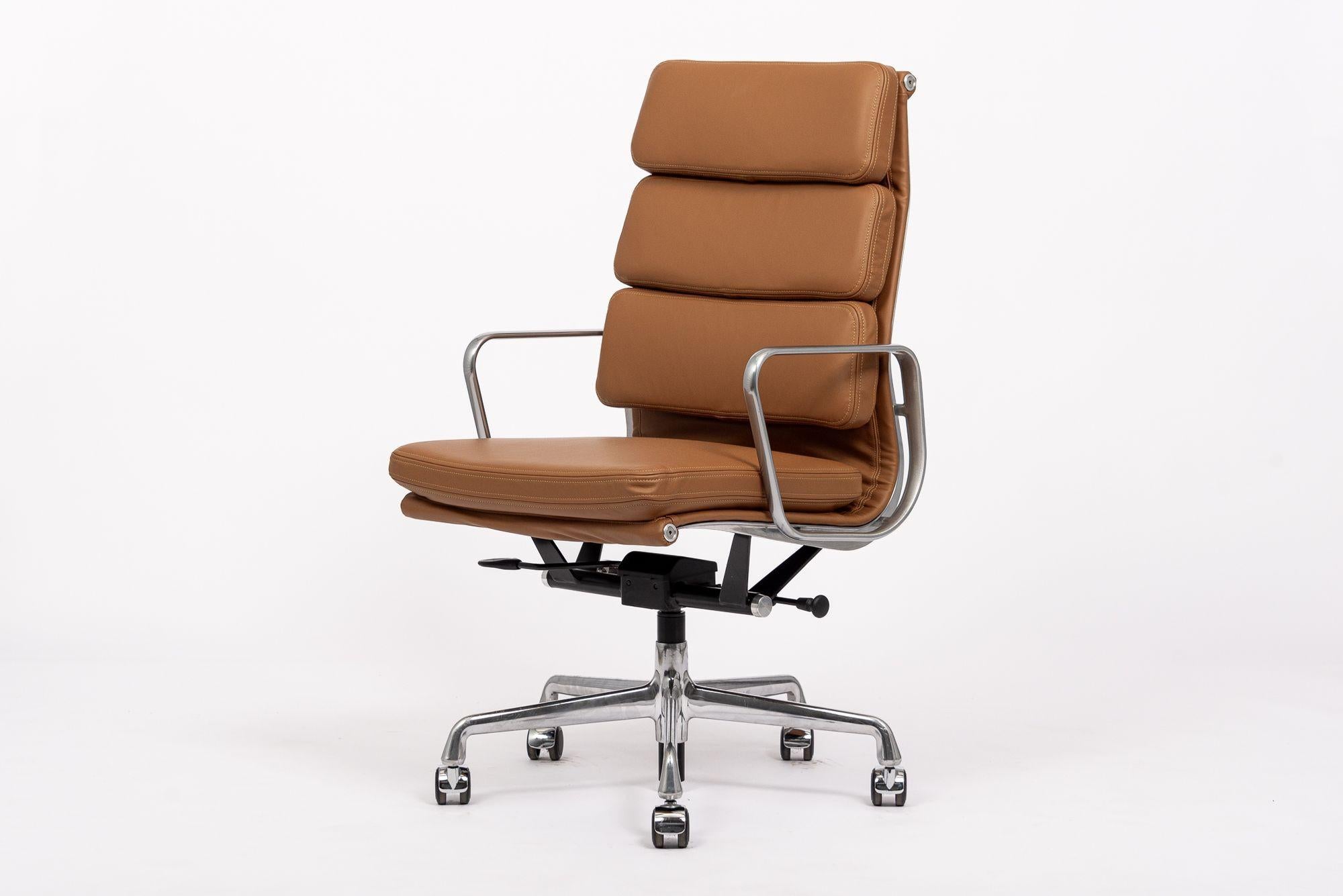 Herman Miller Eames Tall Brown Leather Desk Chair Soft Pad 4