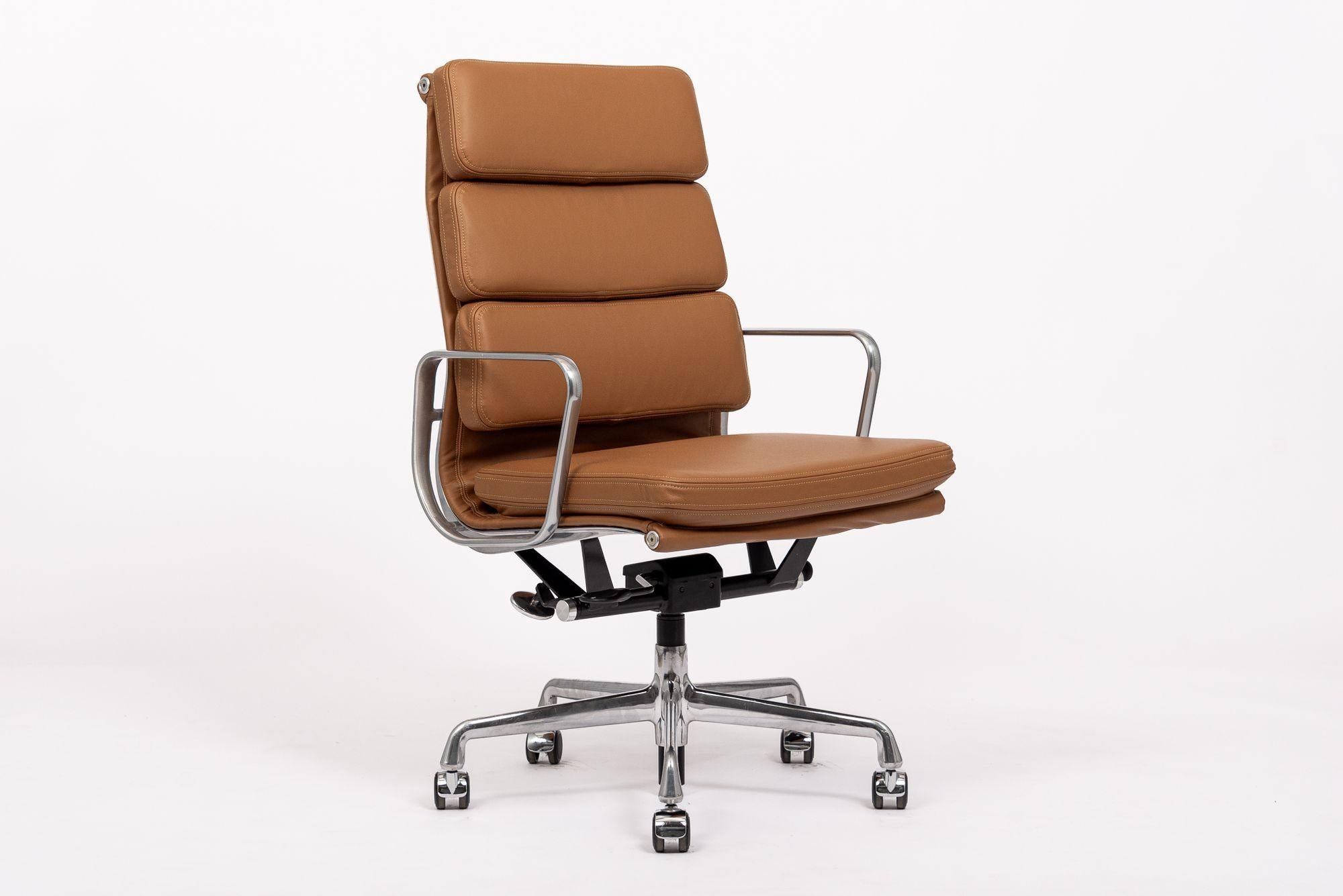 Herman Miller Eames Tall Brown Leather Desk Chair Soft Pad 5