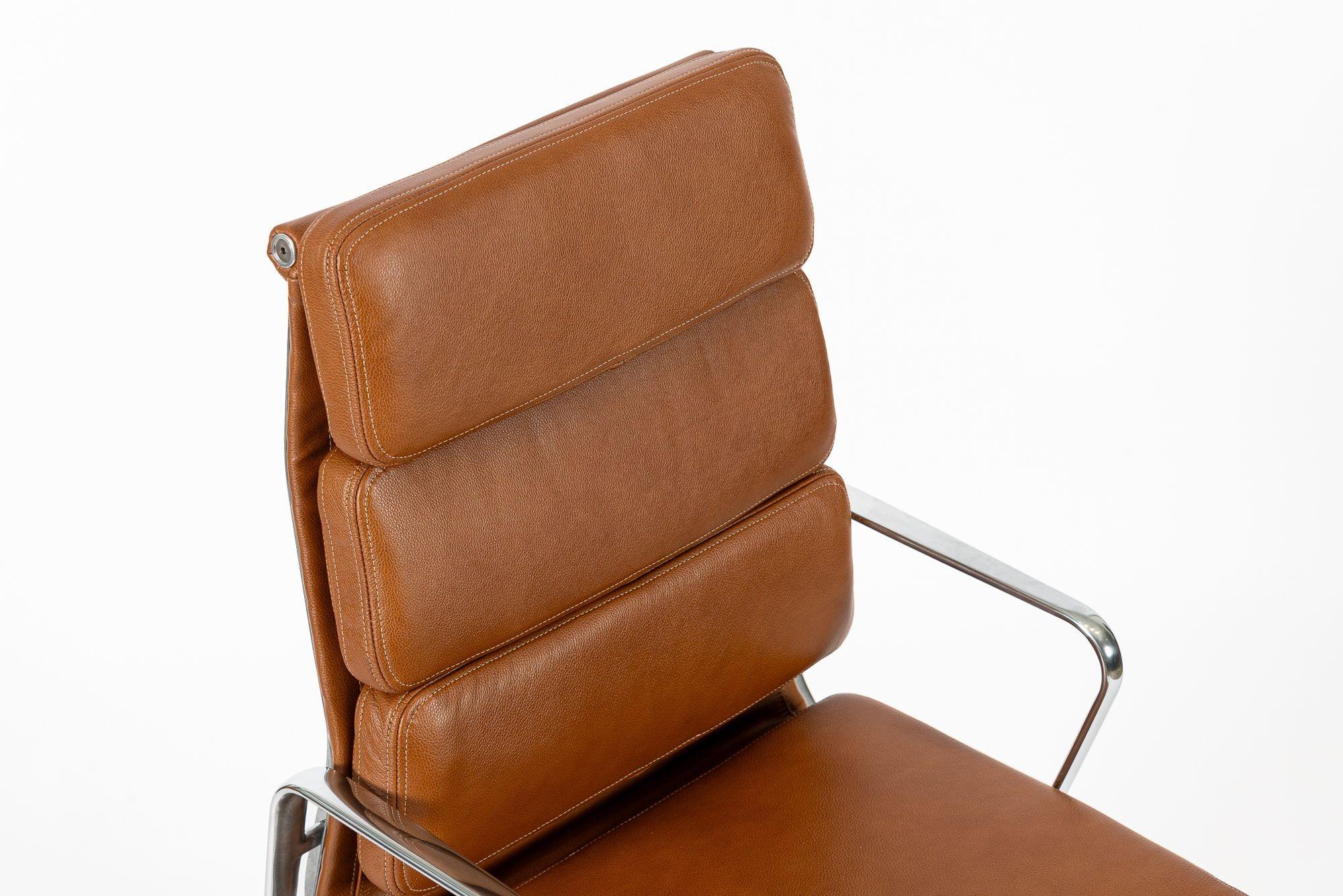 Herman Miller Eames Tall Brown Leather Desk Chair Soft Pad For Sale 5