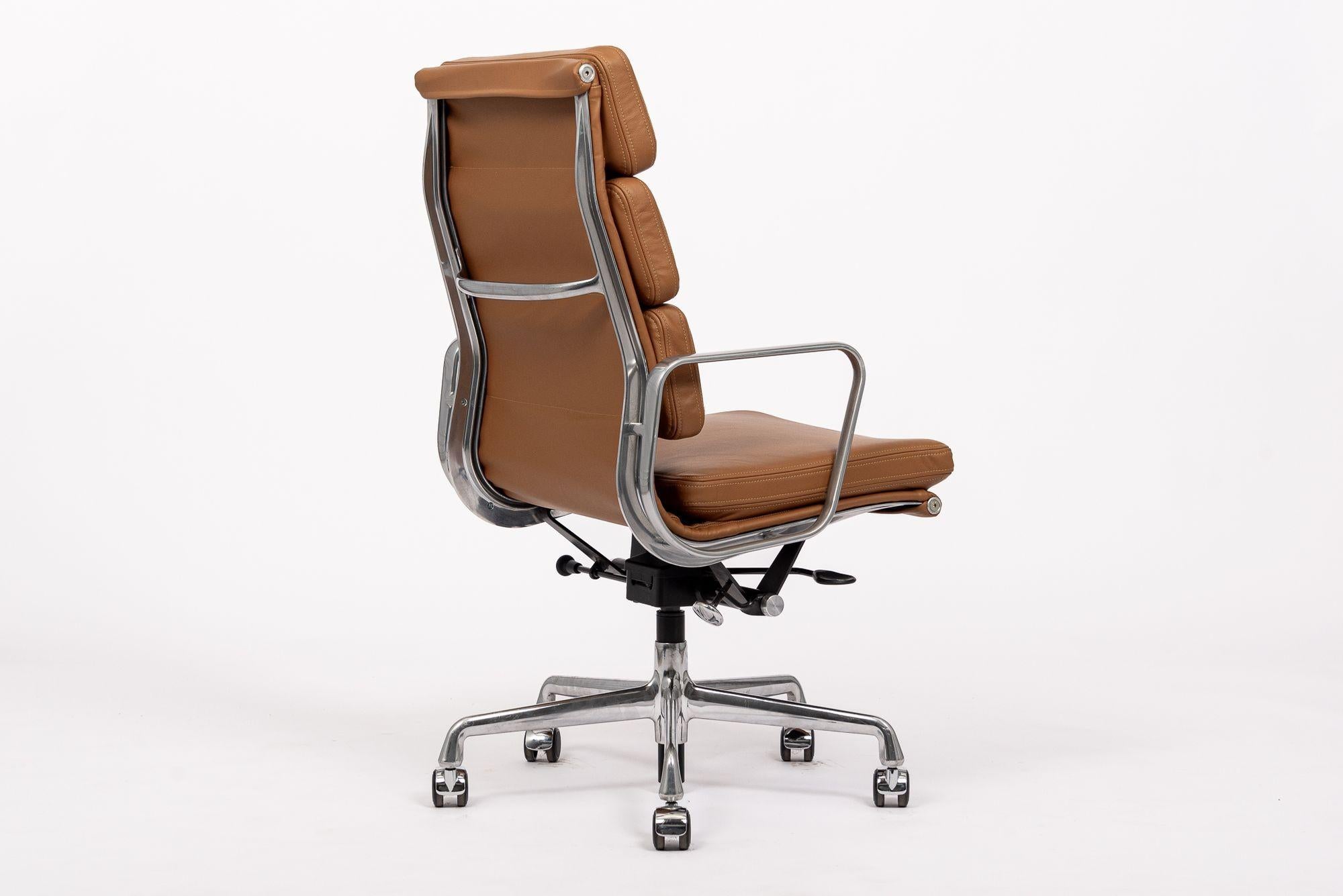 Mid-Century Modern Herman Miller Eames Tall Brown Leather Desk Chair Soft Pad