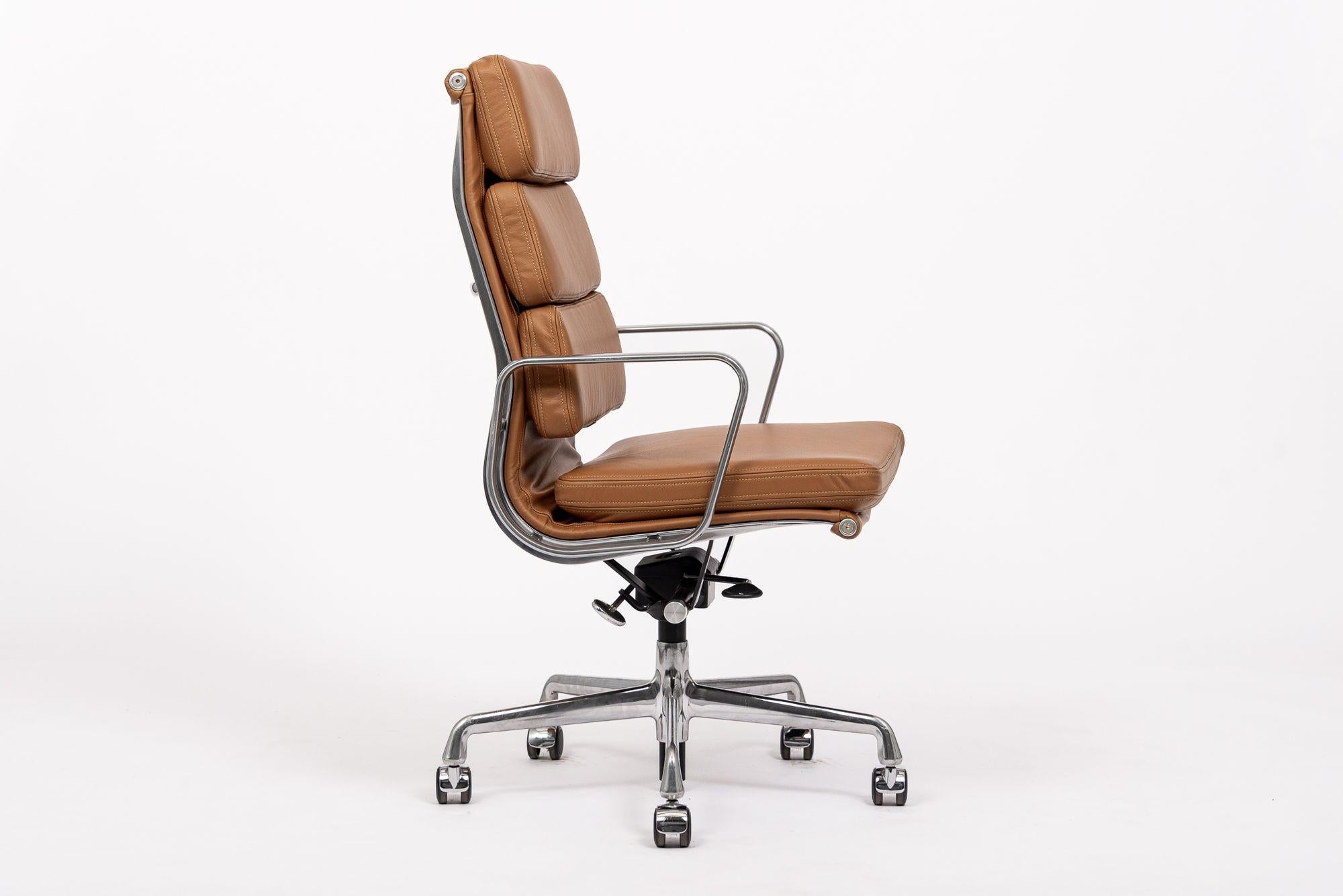 American Herman Miller Eames Tall Brown Leather Desk Chair Soft Pad