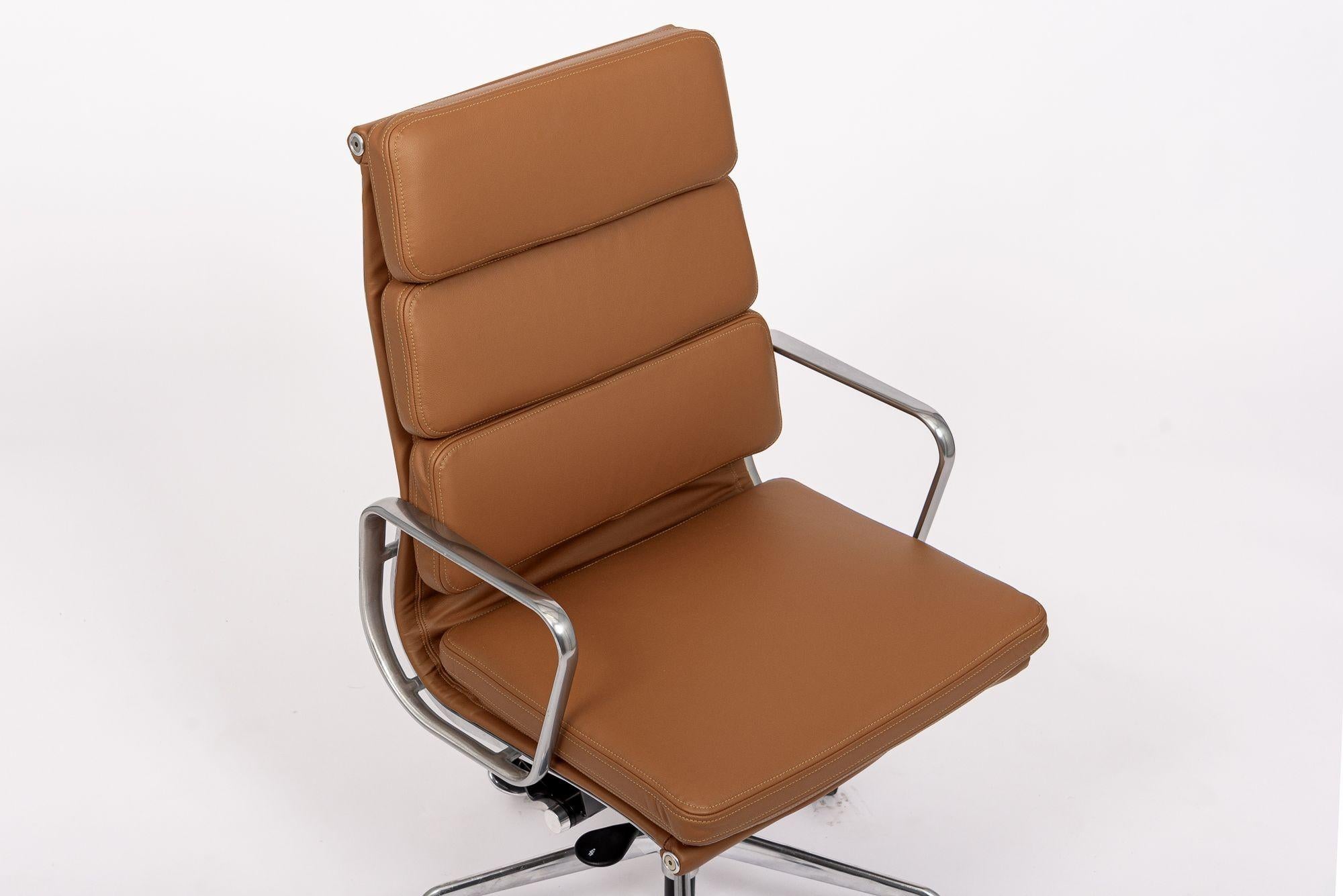 Contemporary Herman Miller Eames Tall Brown Leather Desk Chair Soft Pad