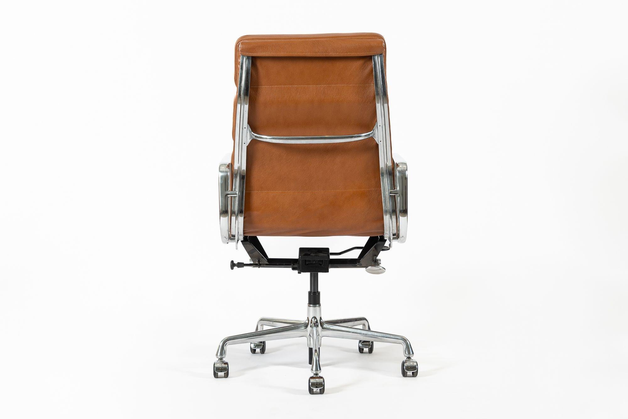 Contemporary Herman Miller Eames Tall Brown Leather Desk Chair Soft Pad For Sale