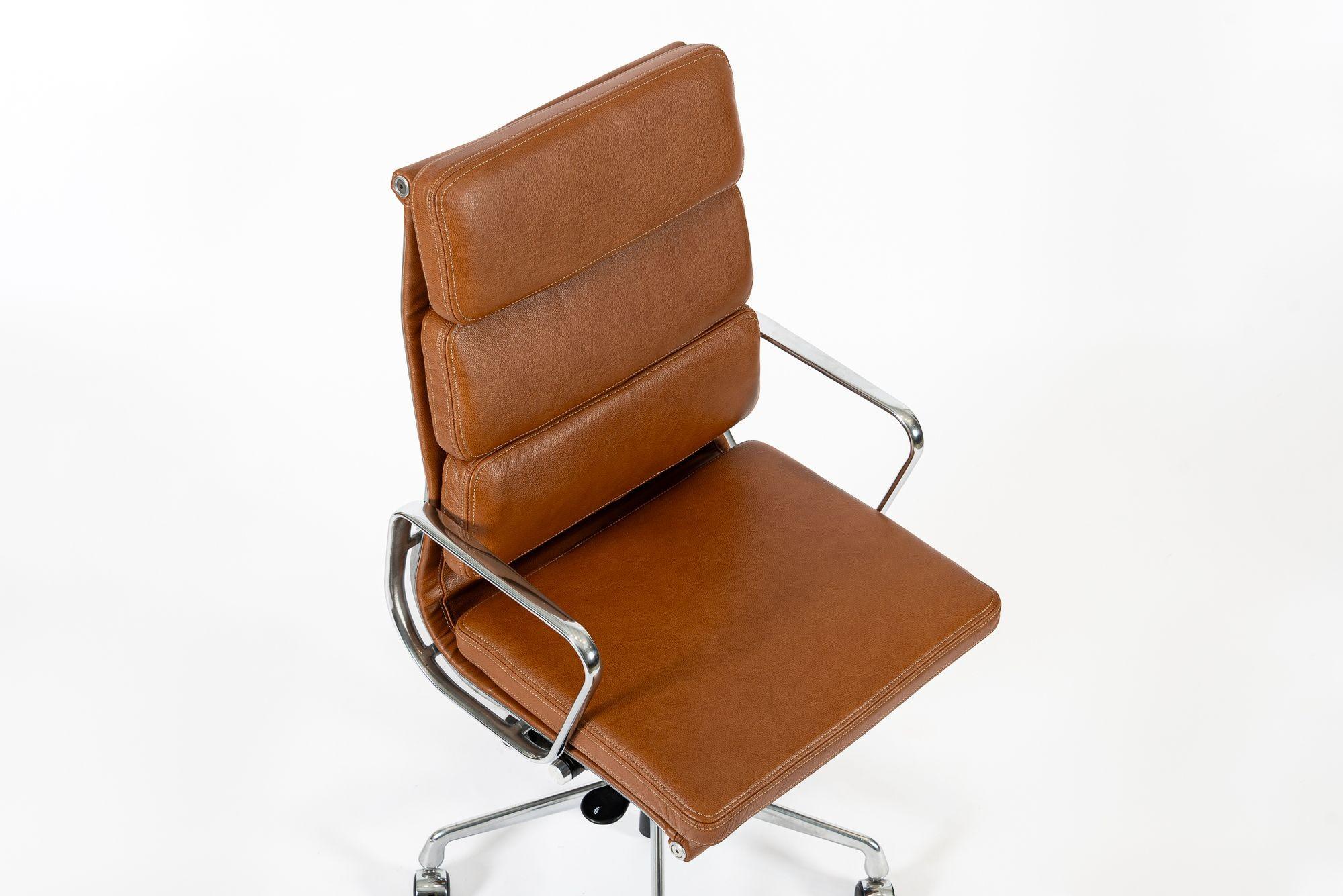 Herman Miller Eames Tall Brown Leather Desk Chair Soft Pad For Sale 1