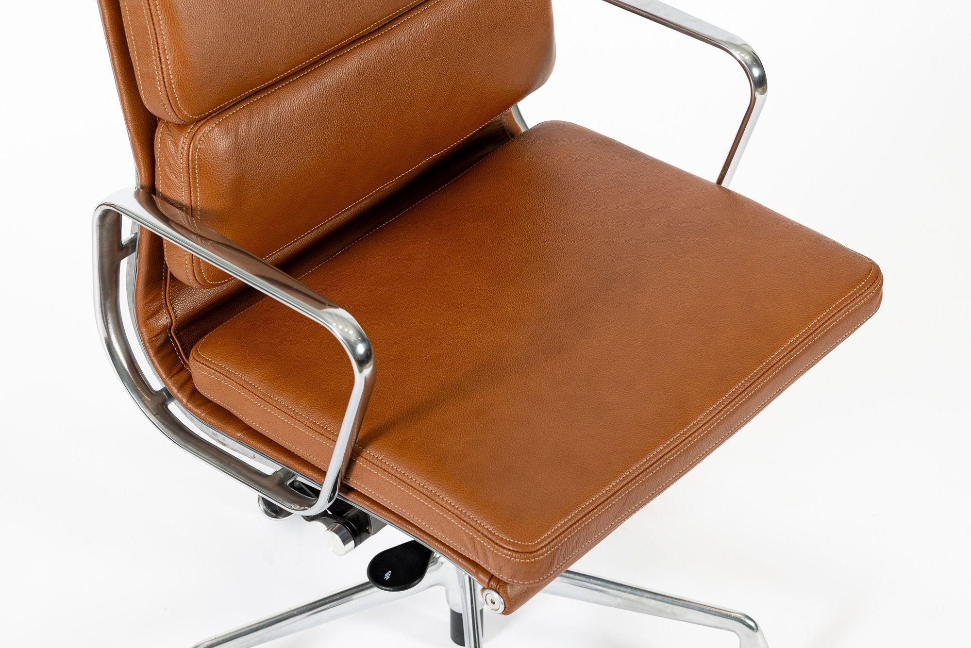 Herman Miller Eames Tall Brown Leather Desk Chair Soft Pad For Sale 2