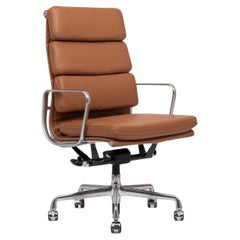 Herman Miller Eames Tall Brown Leather Desk Chair Soft Pad